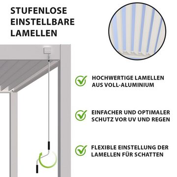 Weide Pergola Deluxe Plus Voll-Alu Pavillon 4 x 6 M weiß Pergola