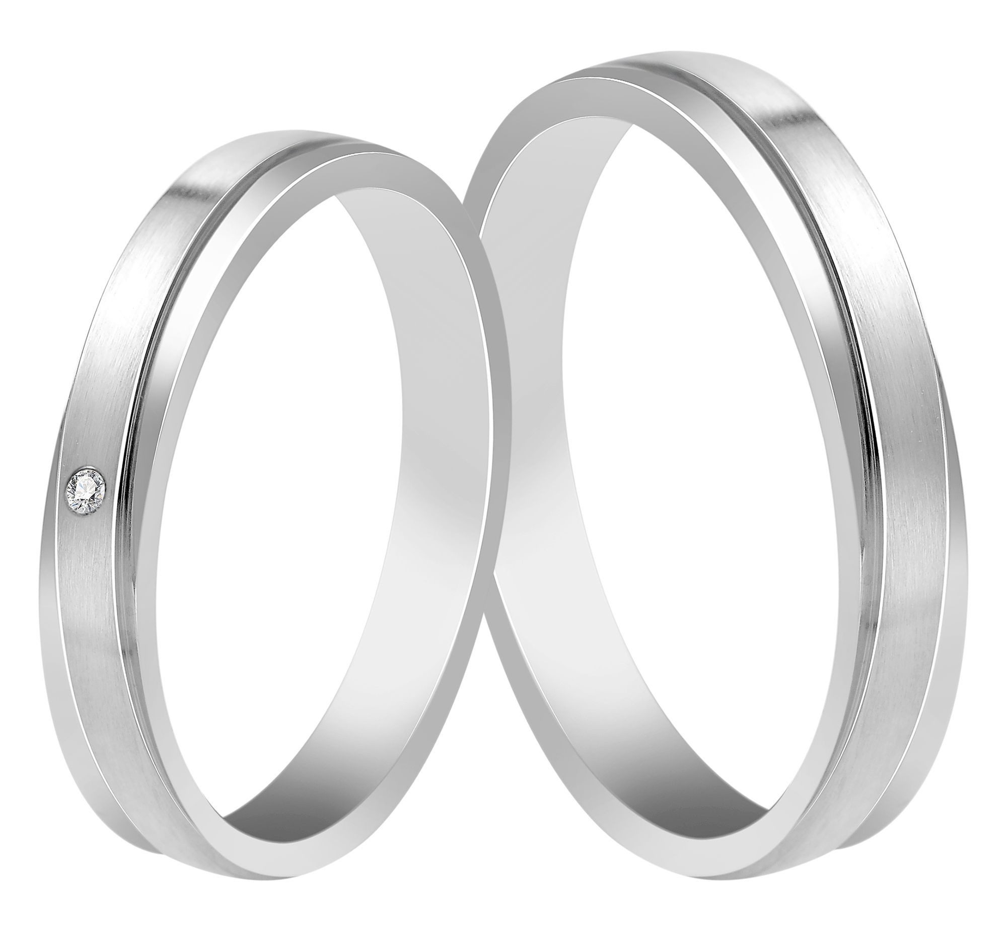 Partnerring Jandira aus Edelstahl, Similibesatz, silberfarben, Gr. 50 - 64
