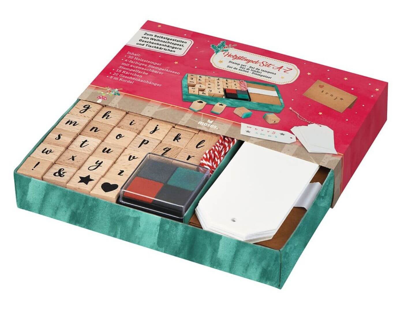 moses Geschenkpapier DIY-Set Holzstempel A-Z