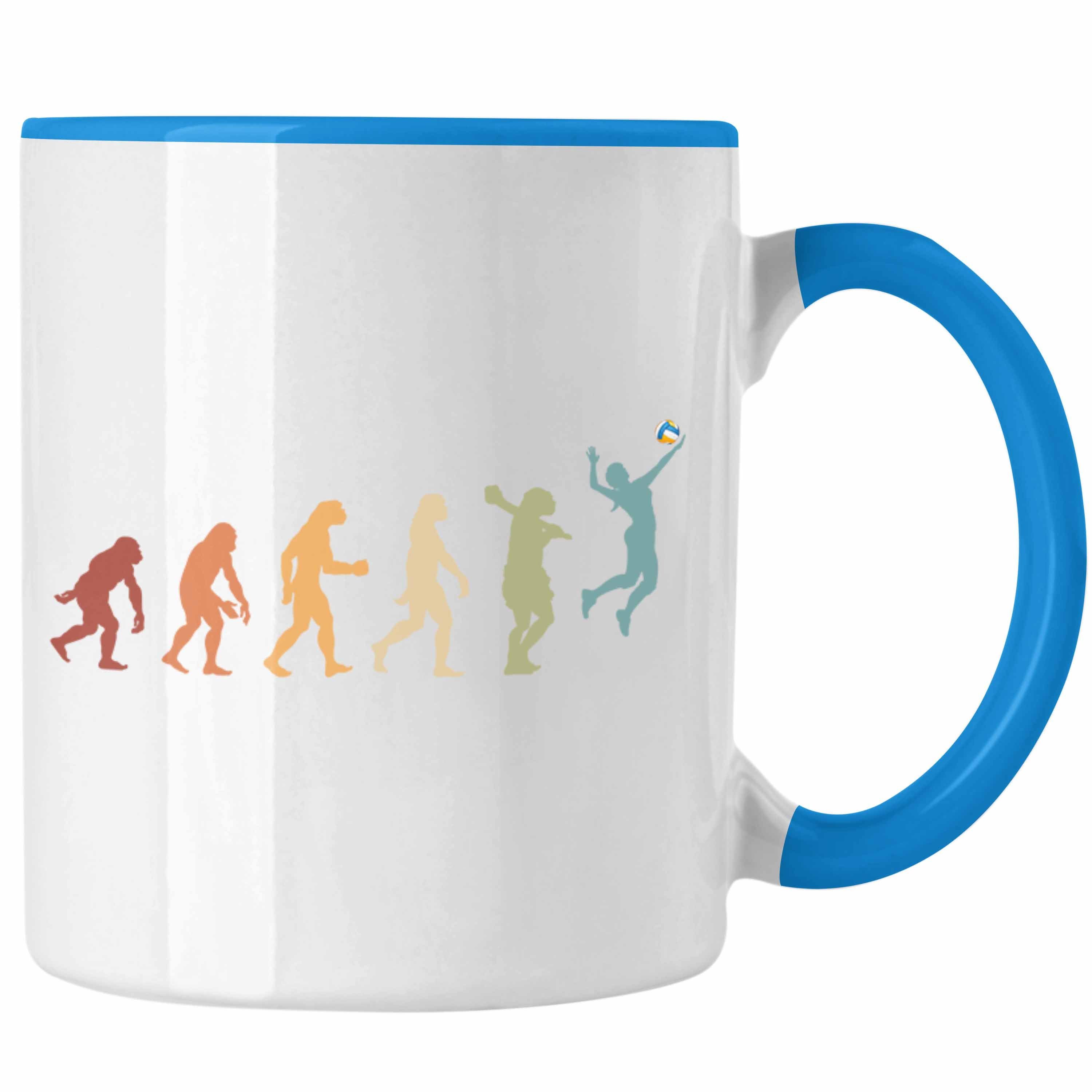 Trendation Tasse Trendation - Volleyball Geschenk Tasse Evolution Coach Herren Mädchen Kaffee Zubehör Volleyball-Spieler Spielerin Blau