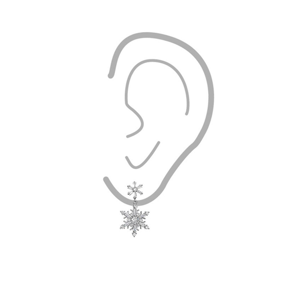 WaKuKa Paar Feminine Zirkon-Nieten voller Schneeflocken-Ohrringe Ohrhänger (2-tlg)