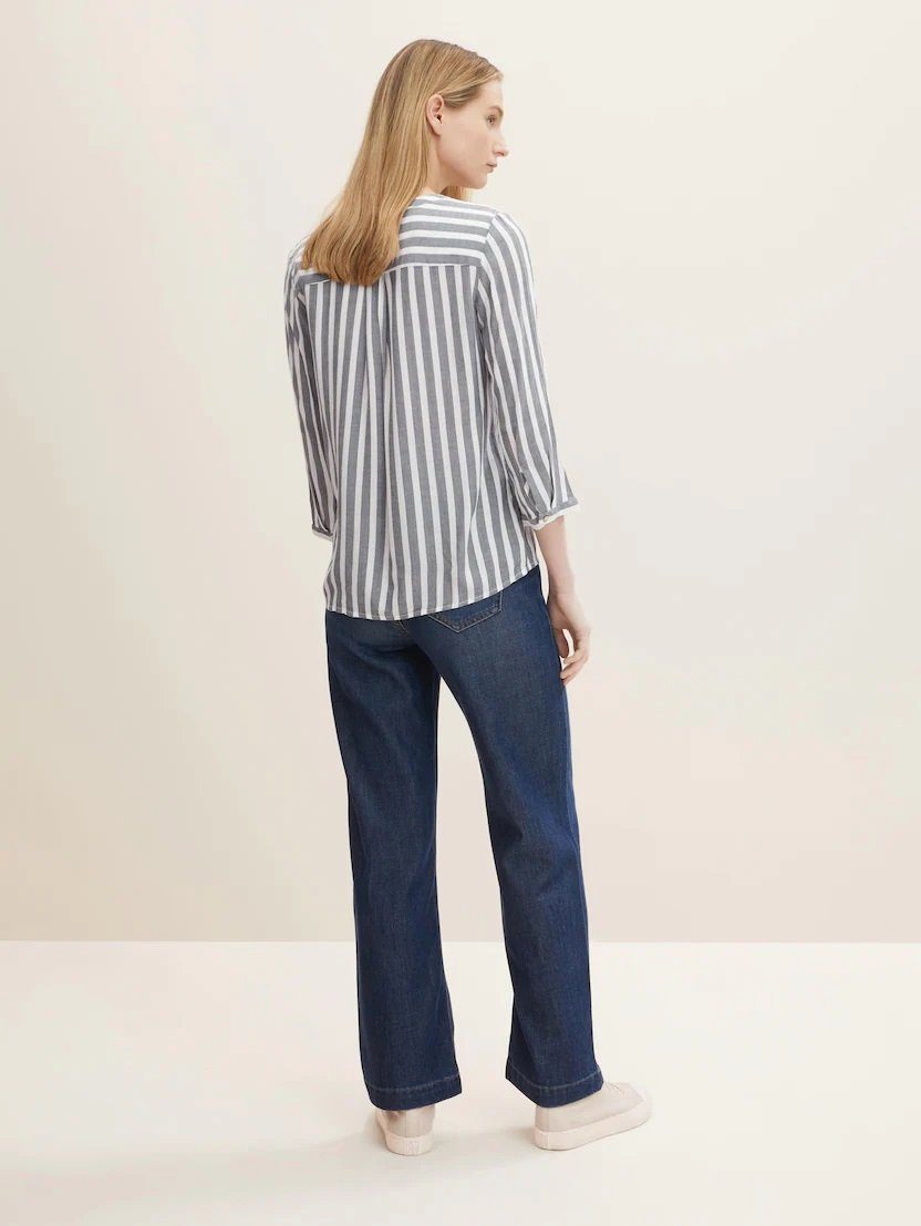 TOM TAILOR Blusenshirt Gestreift 3/4 Arm V-Ausschnitt Tunika blouse striped