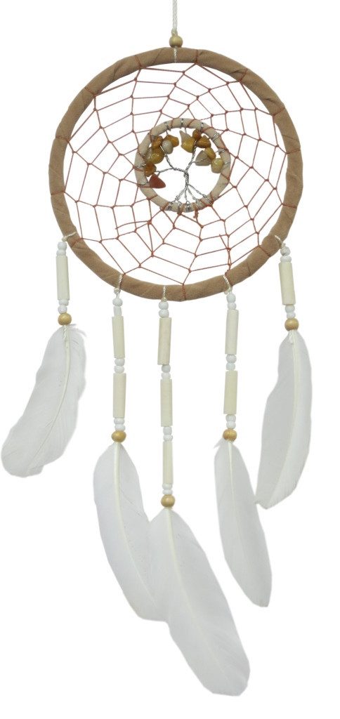 Saraswati Traumfänger Traumfänger "Lebensbaum" Leder mit Edelsteinen, 12x35cm