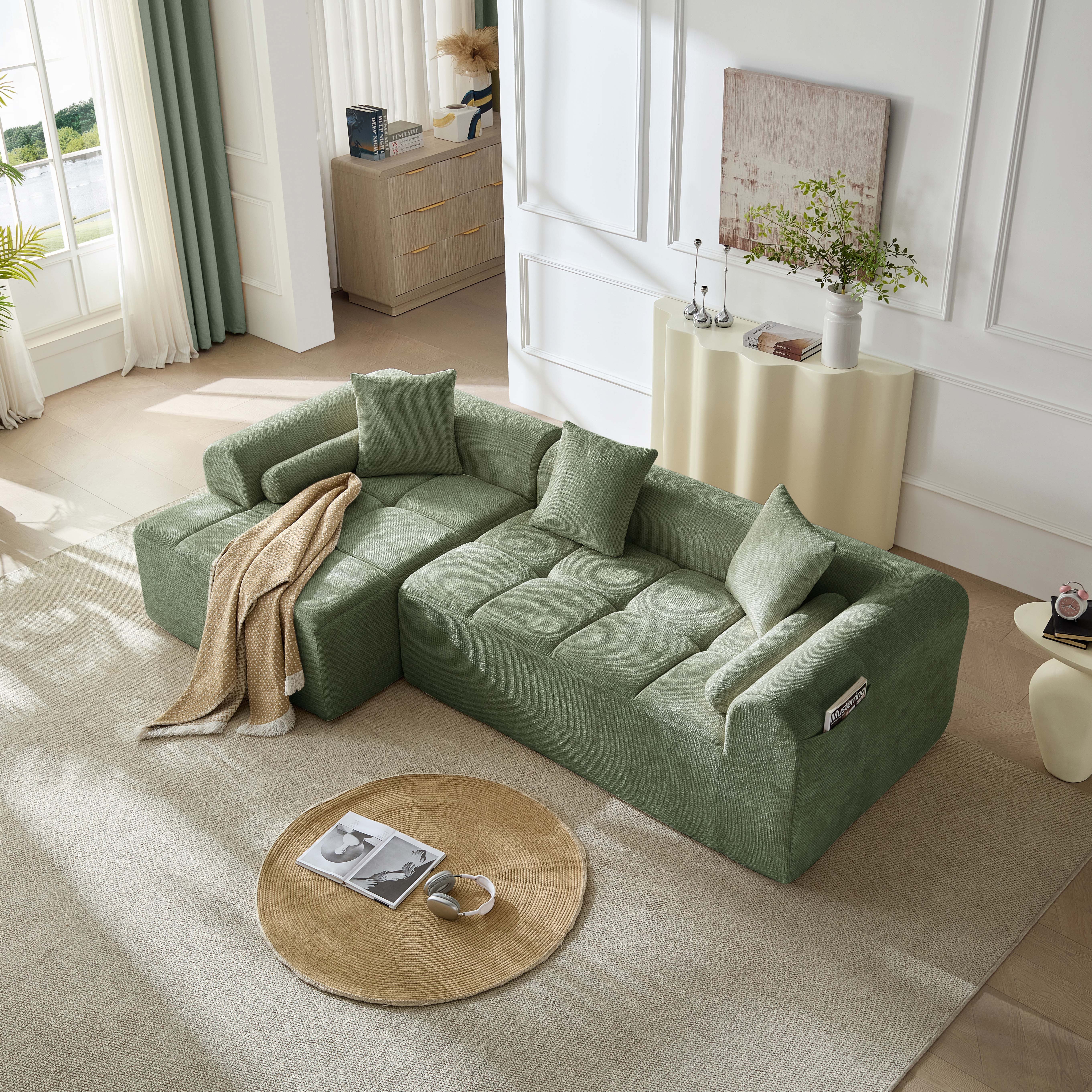 Sinaopus Ecksofa Modulares Ecksofa aus Chenille mit breiter Liegefläche, Flexibles Lounge Sofa ohne Montage mit weicher Polsterung