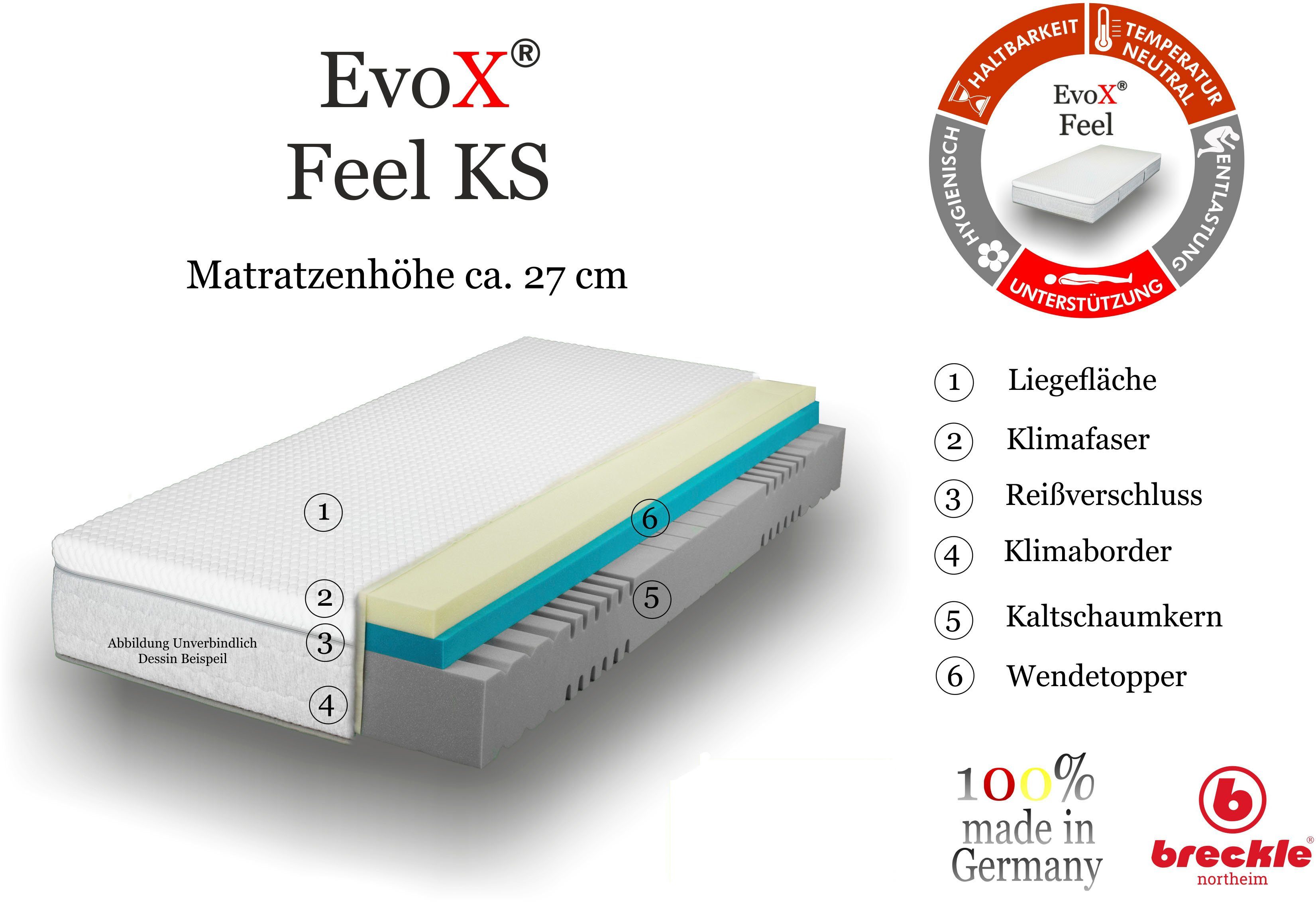 Kaltschaummatratze EvoX Feel KS, Breckle cm in hoch, Matratze 3 Festigkeiten einer 27 Konzept, Northeim, 3in1 
