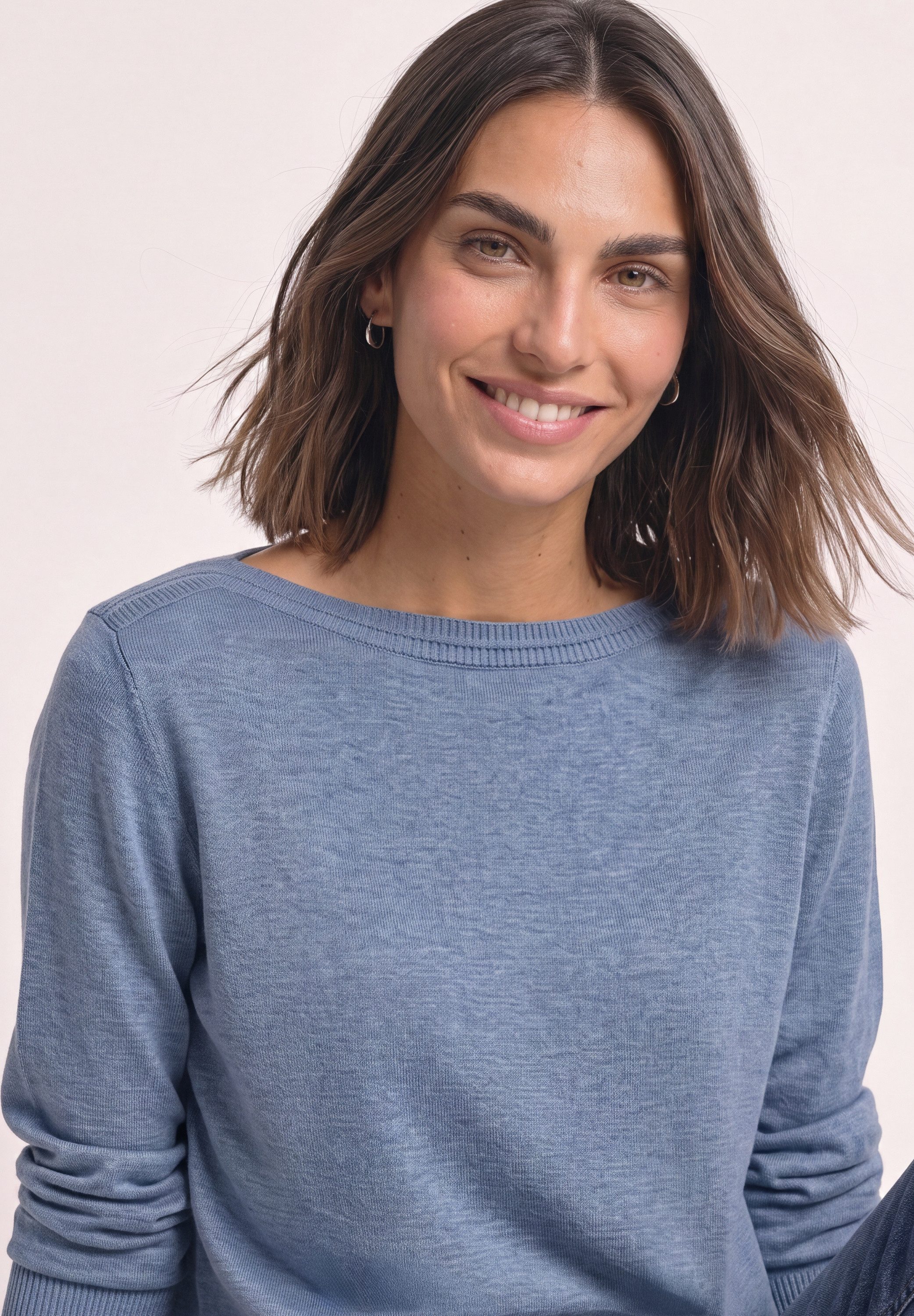 STREET ONE Strickpullover Feinstrick mit U-Boot-Ausschnitt / Viskose