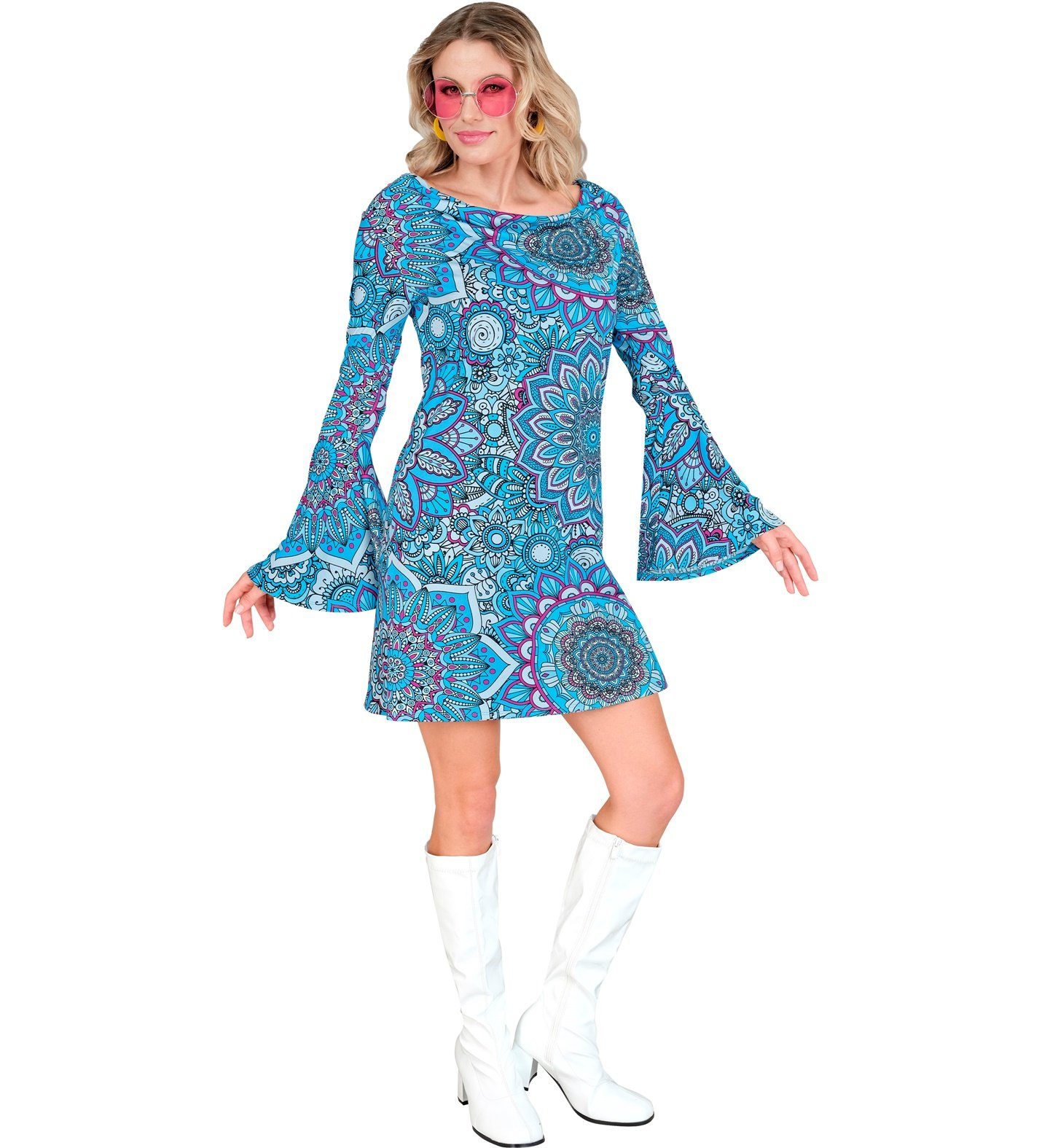 Widmann S.r.l. Kostüm Retro Damen Kleid 'Mandala', Blau - Kostüm 60er 7
