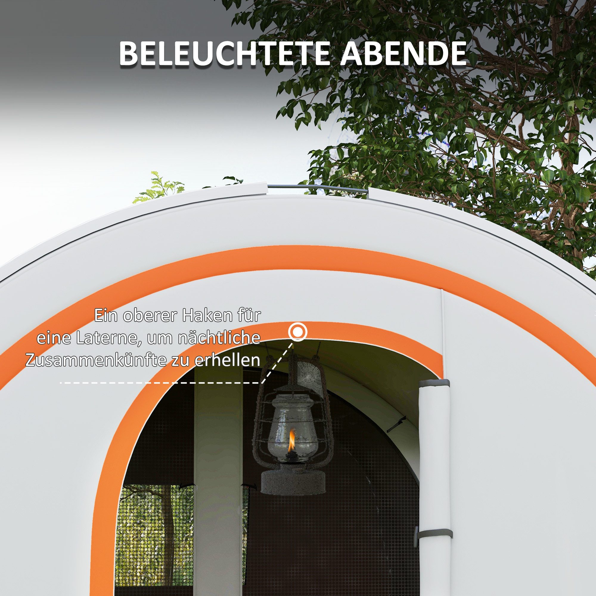 Outsunny Tunnelzelt mit 2 Räumen, Lichthaken, Tragetasche, Personen: 6 (3000mm wasserabweisend Campingzelt, 1 tlg., Gruppenzelt für 6 Personen), für Garten, Campingplatz, Cremeweiß