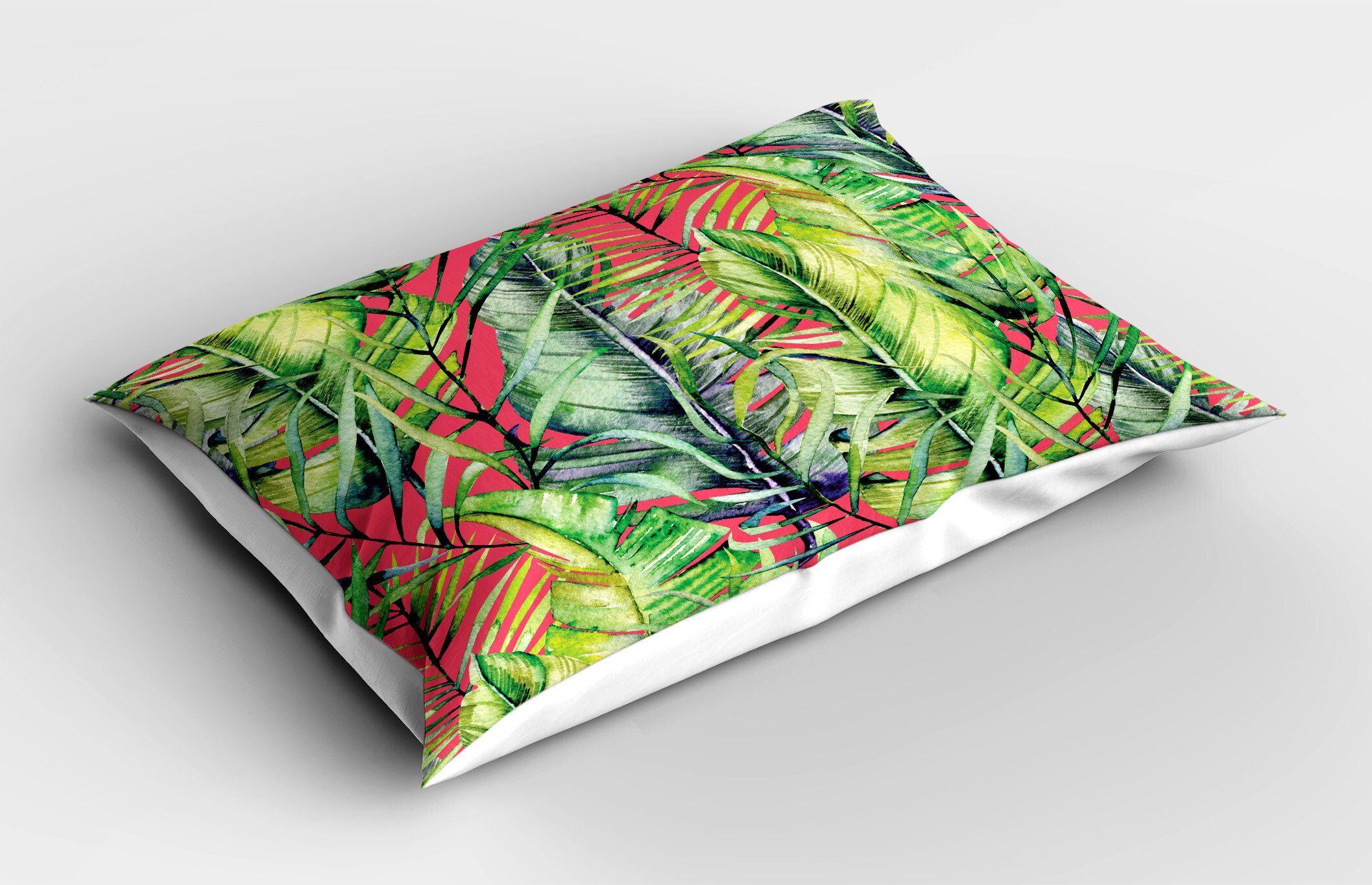 Kissenbezüge Dekorativer Standard Size Gedruckter Kopfkissenbezug, Abakuhaus (1 Stück), Exotisch Tropical Layout-Blätter