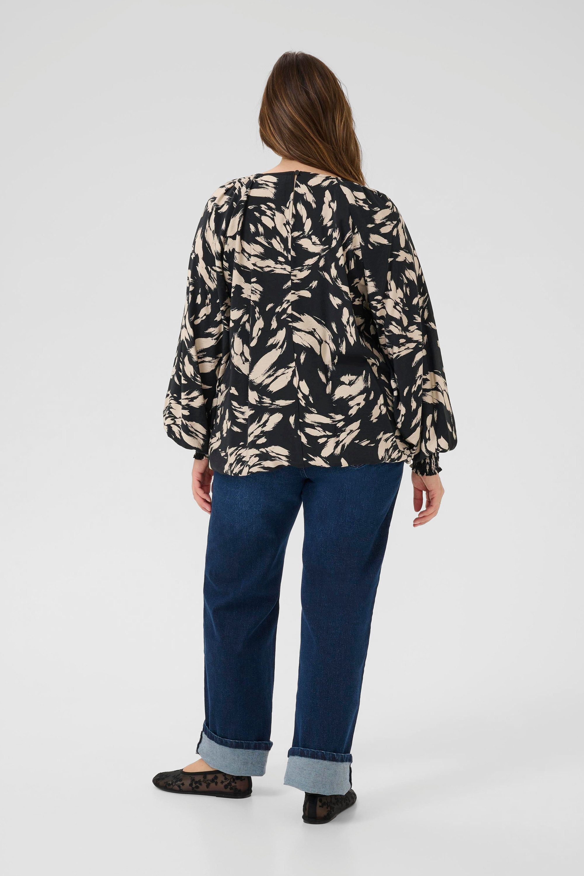 KAFFE Curve Langarmbluse Langarm-Bluse KColla Große Größen