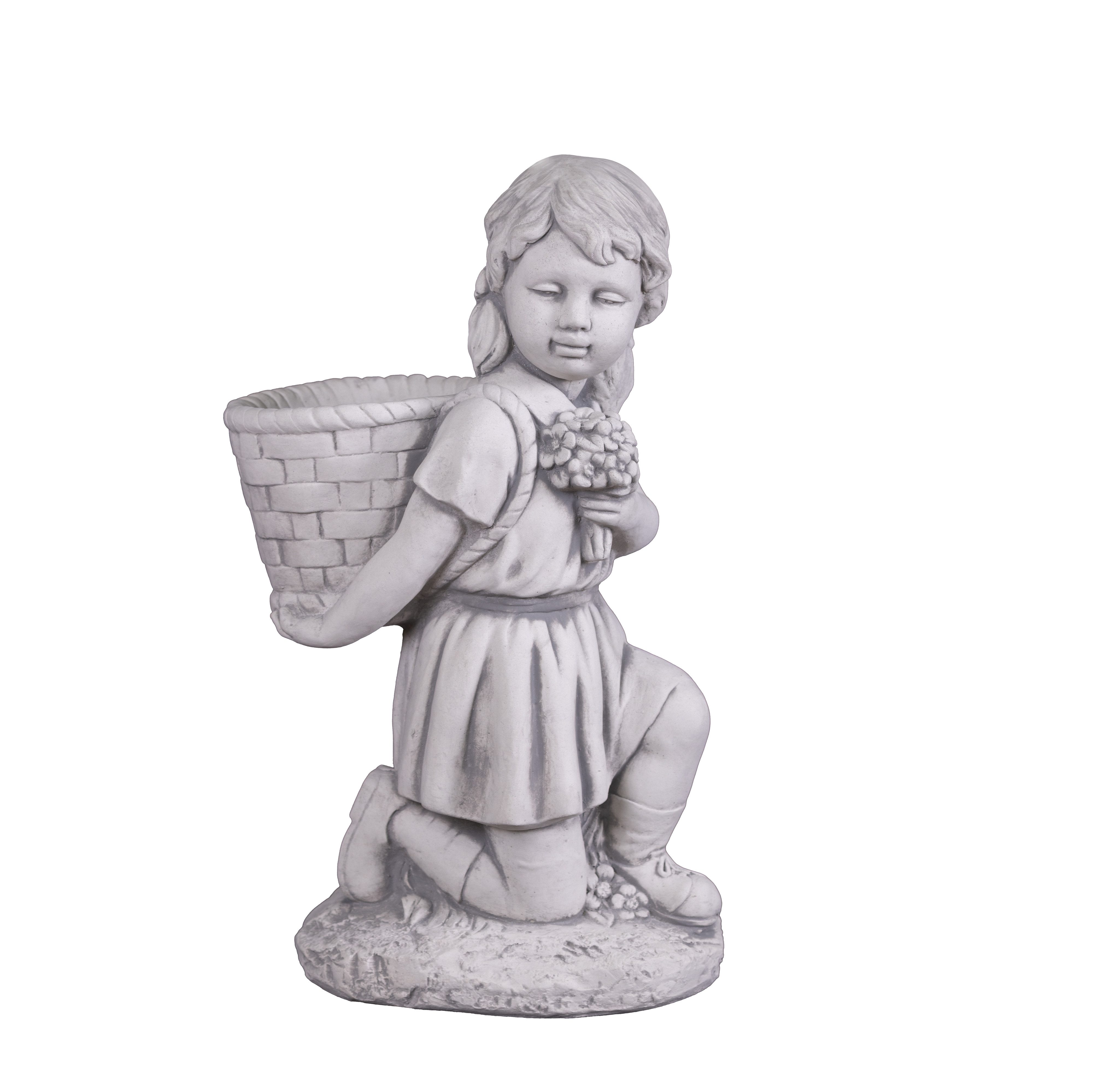 gartendekoparadies.de Pflanzkübel Gartenfigur Mädchen mit Pflanzkorb, 55 cm Höhe, 25 kg, Frostsicher
