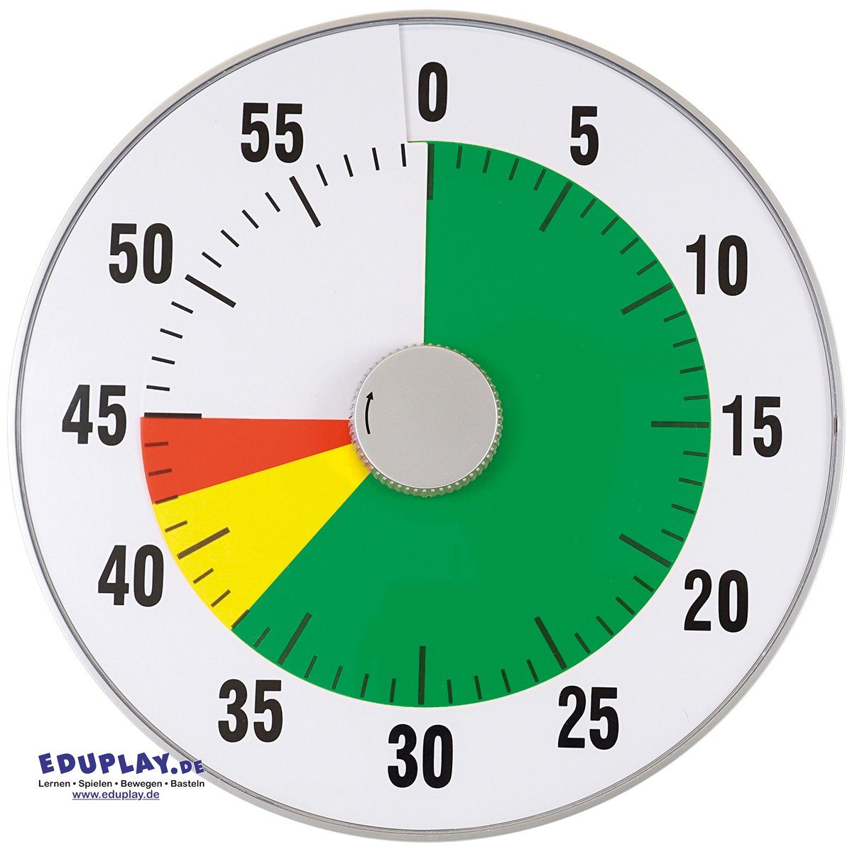 EDUPLAY Lernspielzeug Zeitdauer-Uhr lautlos XL, Ø 32 x 4,5 cm, kein Ticken hörbar