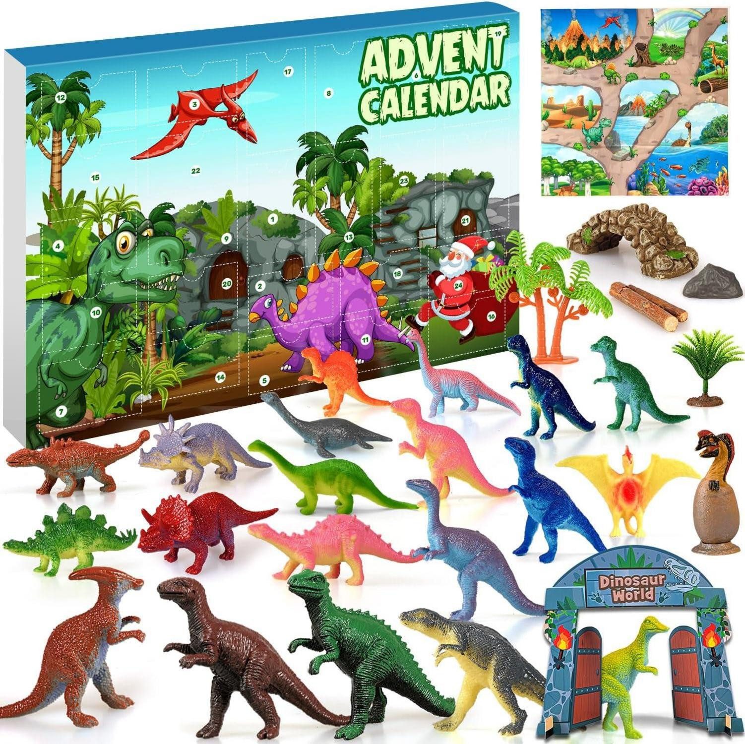 Spielzeug-Adventskalender Dinosaurier Adventskalender 2024 für Kinder Jungen Mädchen 3-12 Jahre