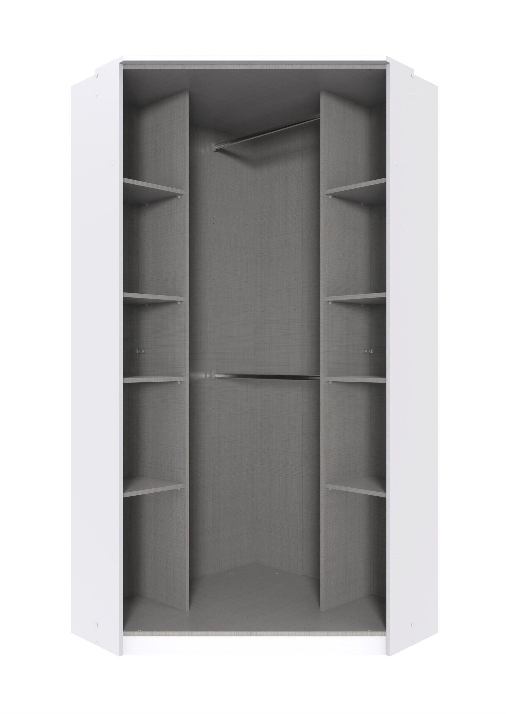 freiraum Eckkleiderschrank Clack in WEISS mit Spiegelfront - 95x198x95cm (B günstig online kaufen
