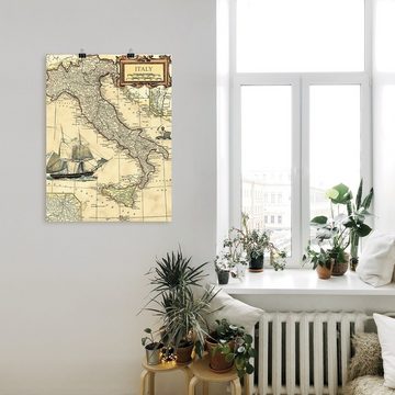 Artland Wandbild Italienkarte, Landkarten (1 St), als Leinwandbild, Poster in verschied. Größen