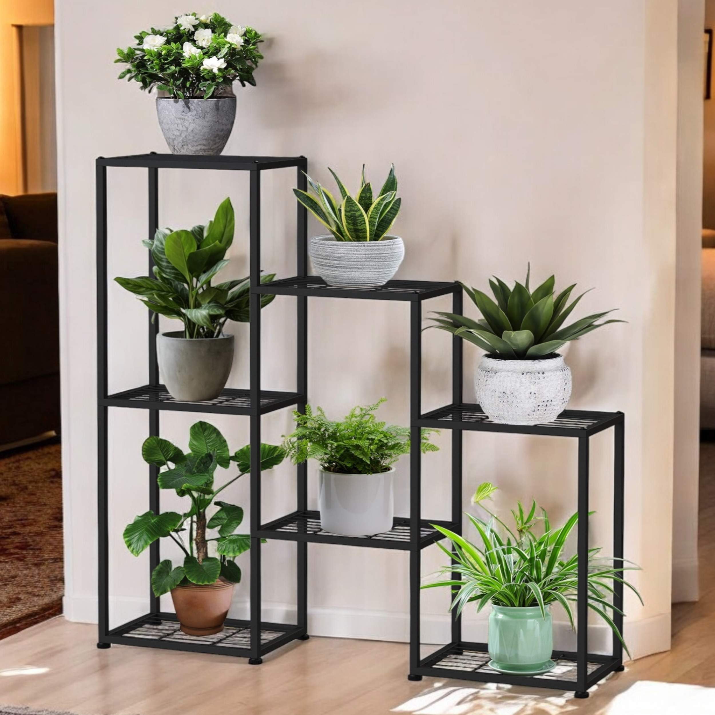 DanDiBo Pflanzentreppe Wohnzimmer Metall Schwarz 6 günstig online kaufen