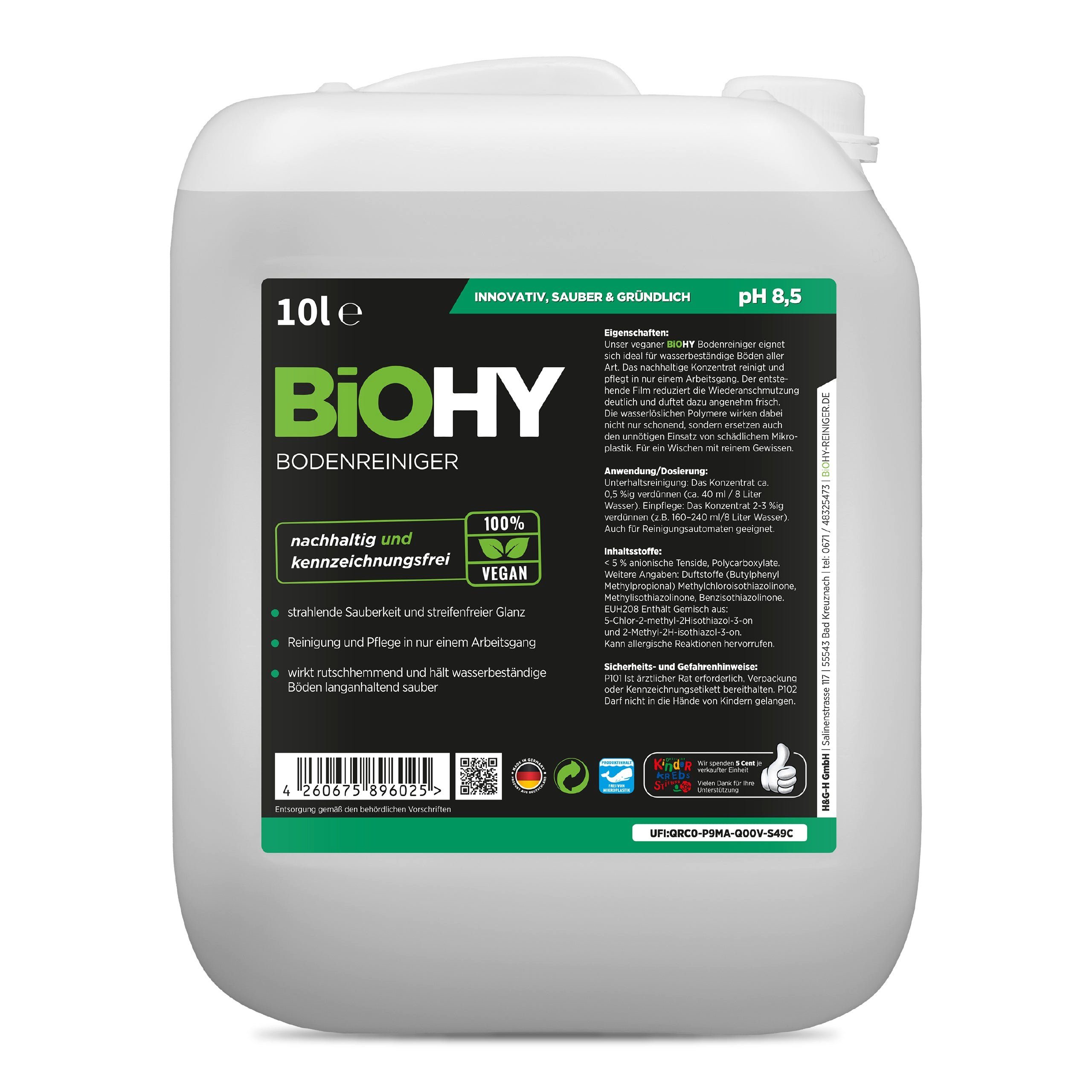 BiOHY Bodenreiniger 1 x 10 Liter Kanister Fussbodenreiniger (1-St)