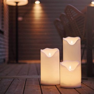 STAR TRADING LED-Kerze XXL Kerze Kunststoff flackernd H:20cm für Balkon Terrasse Garten weiß