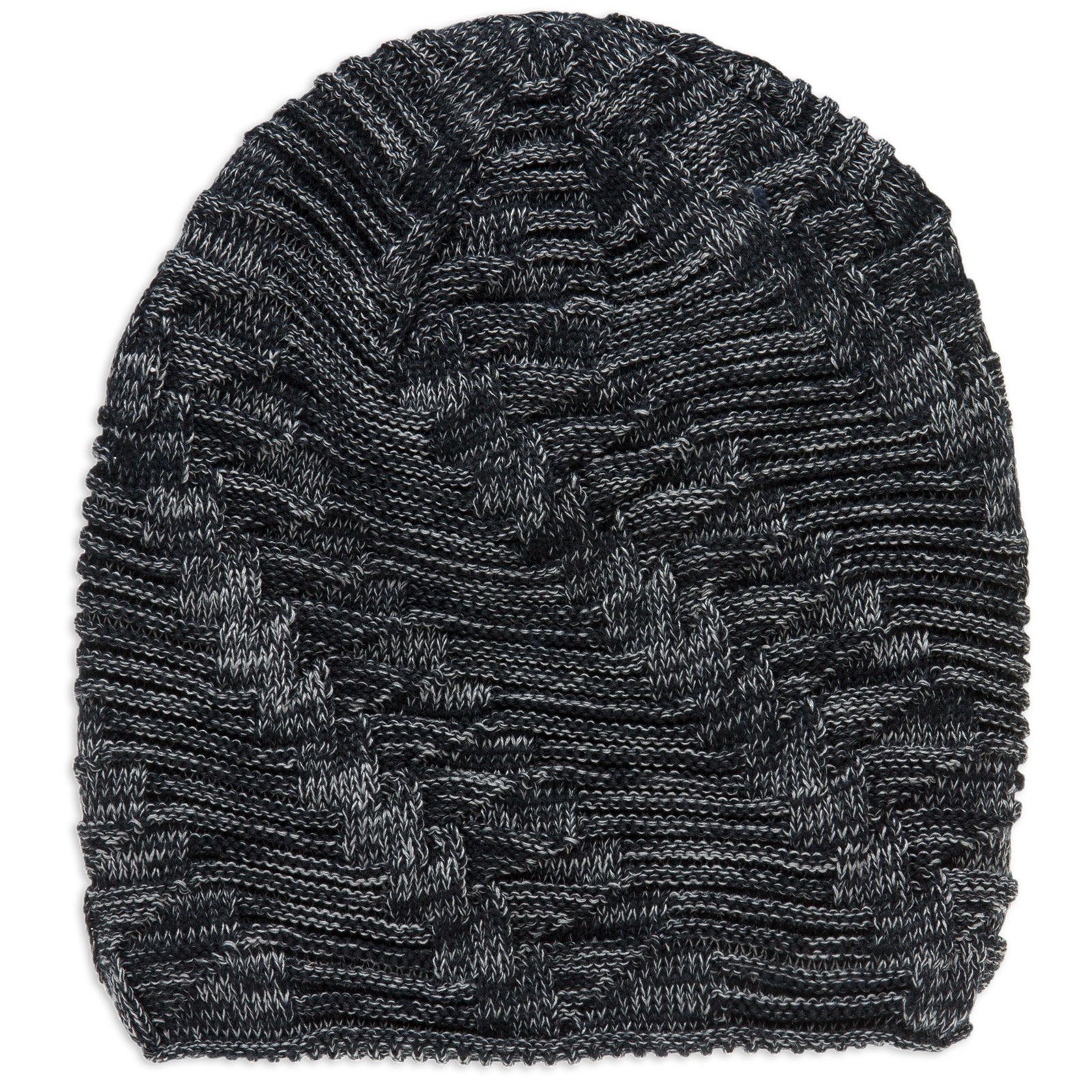 gefütterte Mütze MU154 Flecht Beanie / mit Feinstrick Muster stylischem grau dunkelblau Caspar