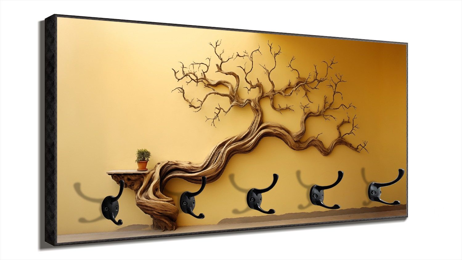 Wallario Garderobenpaneel Lebensbaum Skulptur (1-teilig, inkl. Haken und Be günstig online kaufen