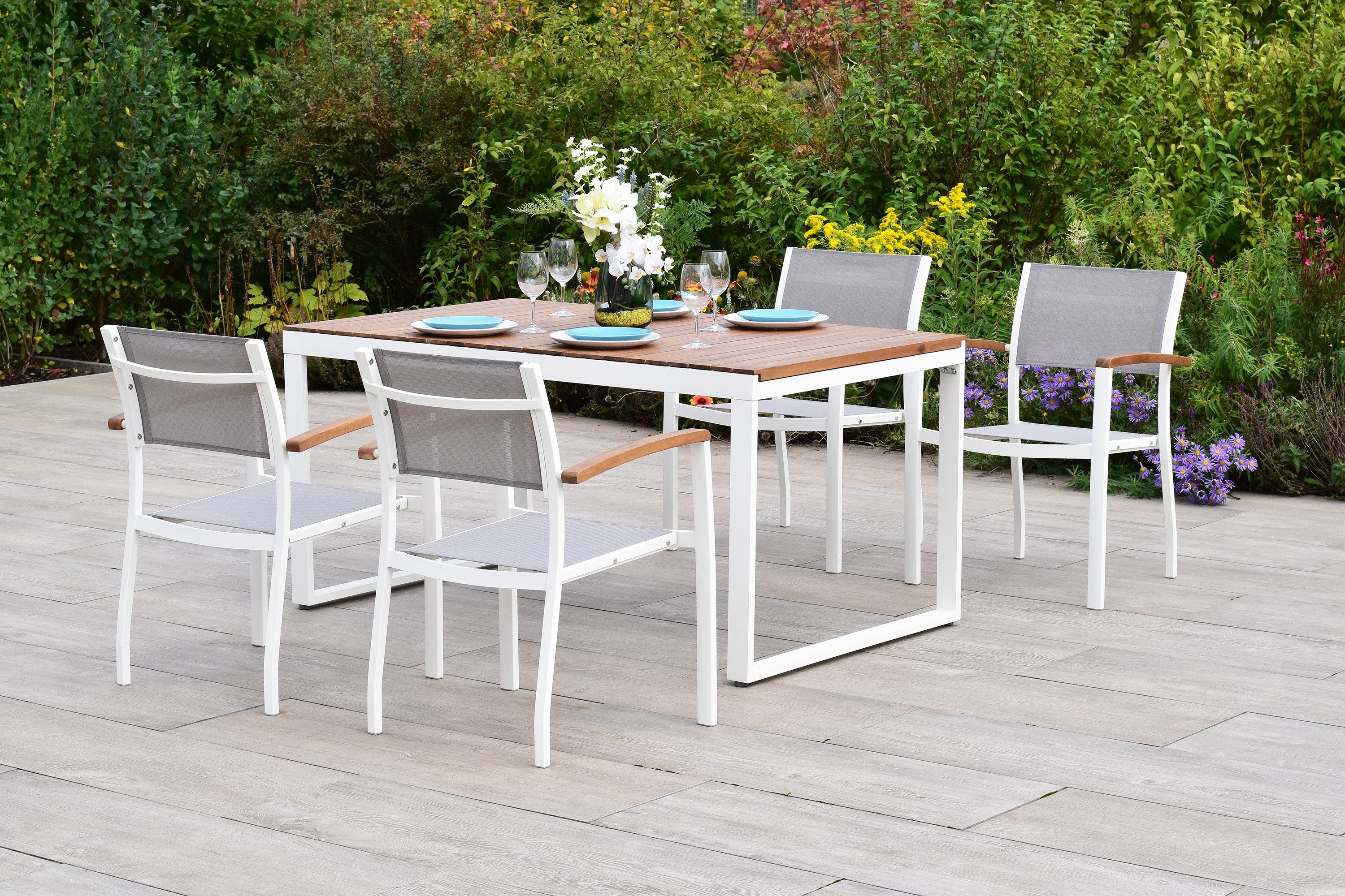 MERXX Garten-Essgruppe Naxos, (Set), Stapelbar, Ausziehbar