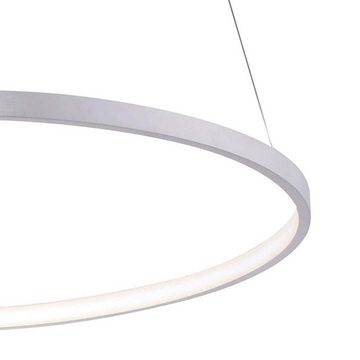SellTec LED Pendelleuchte LED Pendellampe RING silber, Dimmbar, Simply Dim, 1xLED-Board/28,50W, warmweiß, Leuchtring rund dimmbar über Wandschalter warmweiß
