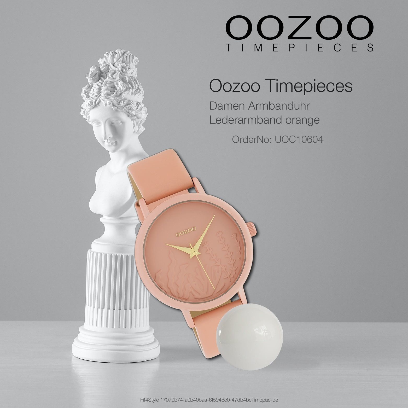 Armbanduhr Damen rund, OOZOO mittel Lederarmband, orange Fashion-Style (ca. Damenuhr Oozoo 36mm) Quarzuhr Analog,