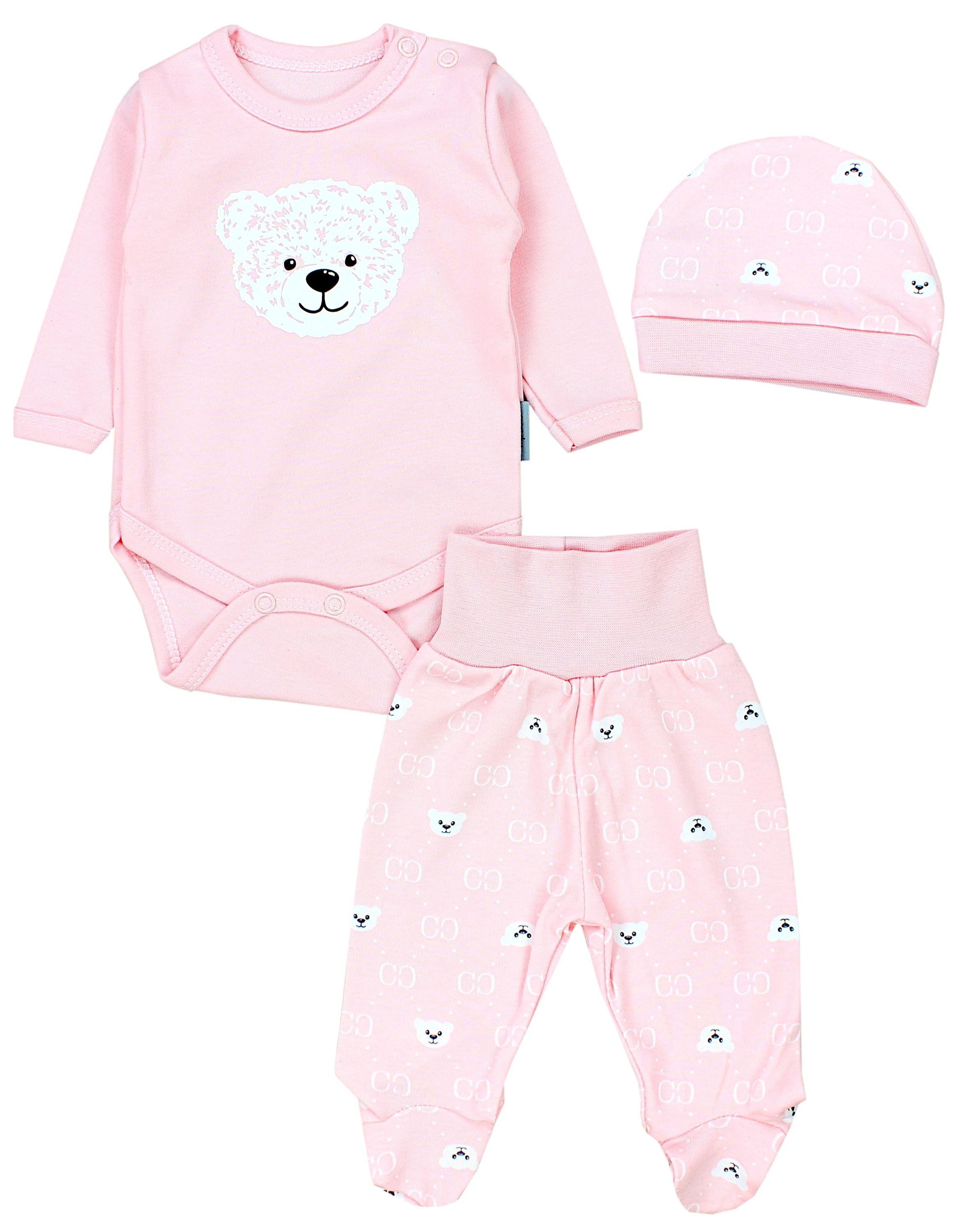 Langarmbody Baby Mädchen Jungen Bekleidungsset Langarmbody Hose Mütze mit Spruch
