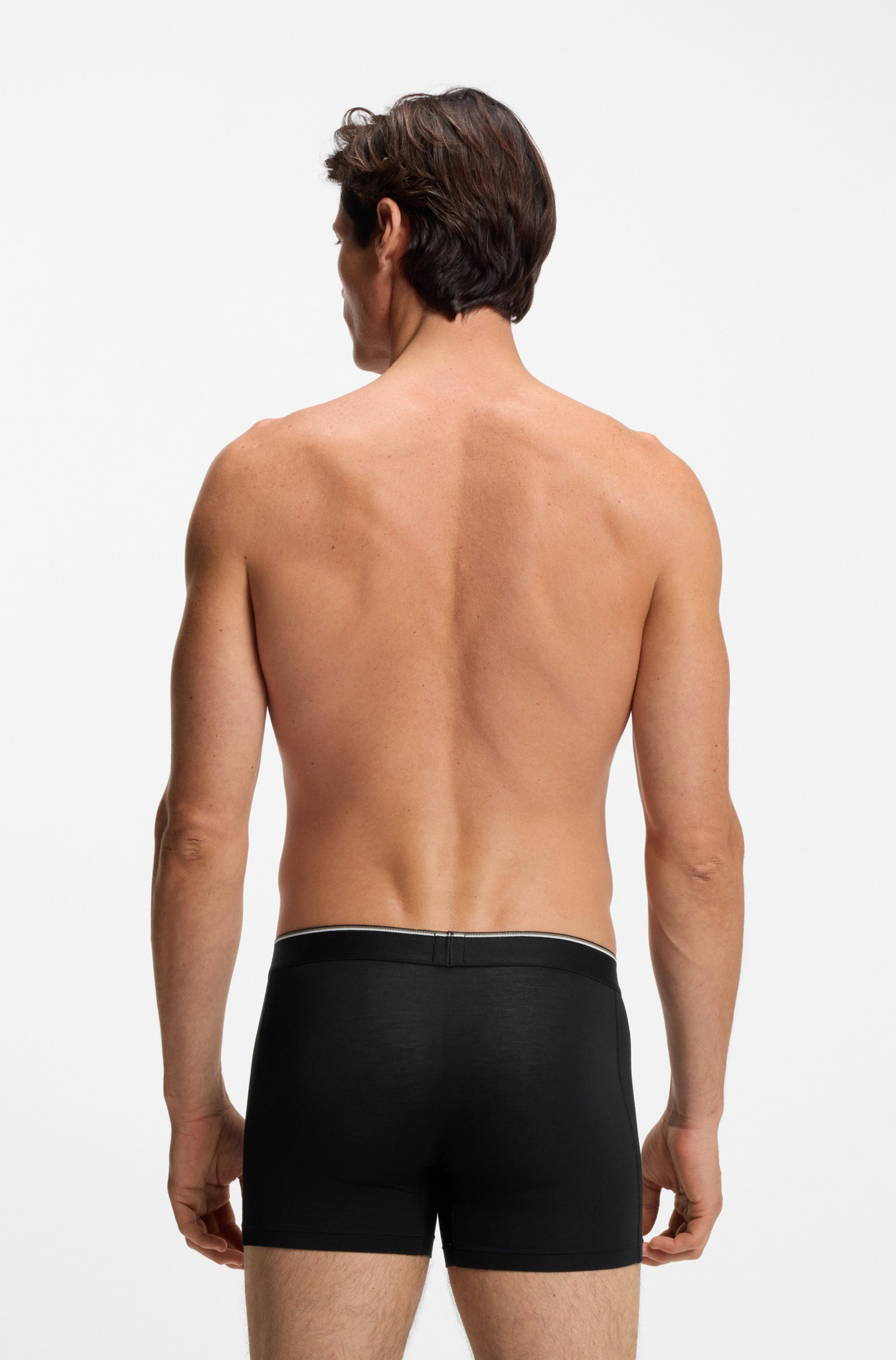 BOSS Boxer Boxer Brief 3P Bamboo (Packung, 3-St) mit Logoschriftzug auf dem Bund