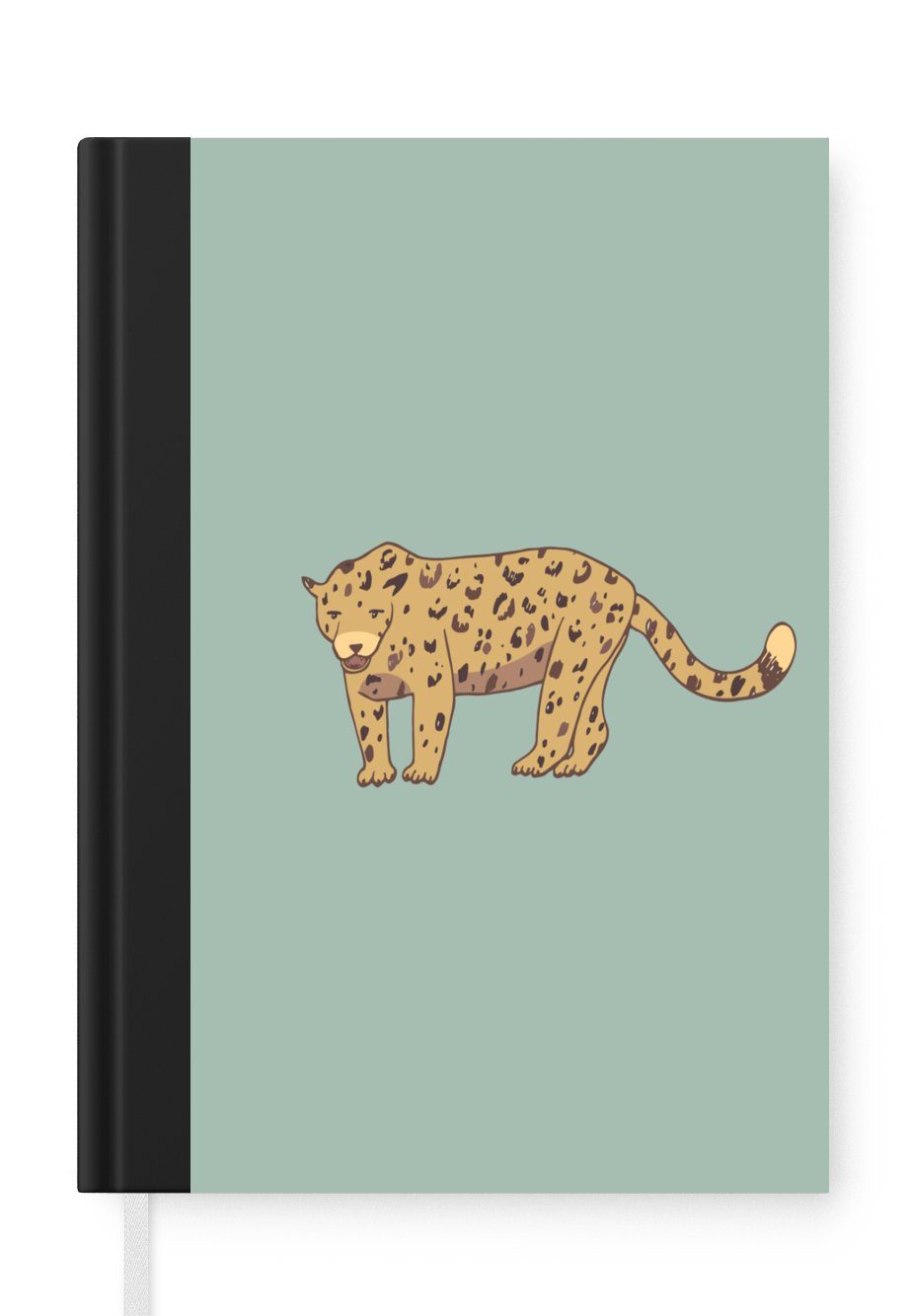 MuchoWow Notizbuch Leopard - Kinder - Grün - Jungen - Blau - Kinder, Journal, Merkzettel, Tagebuch, Notizheft, A5, 98 Seiten, Haushaltsbuch