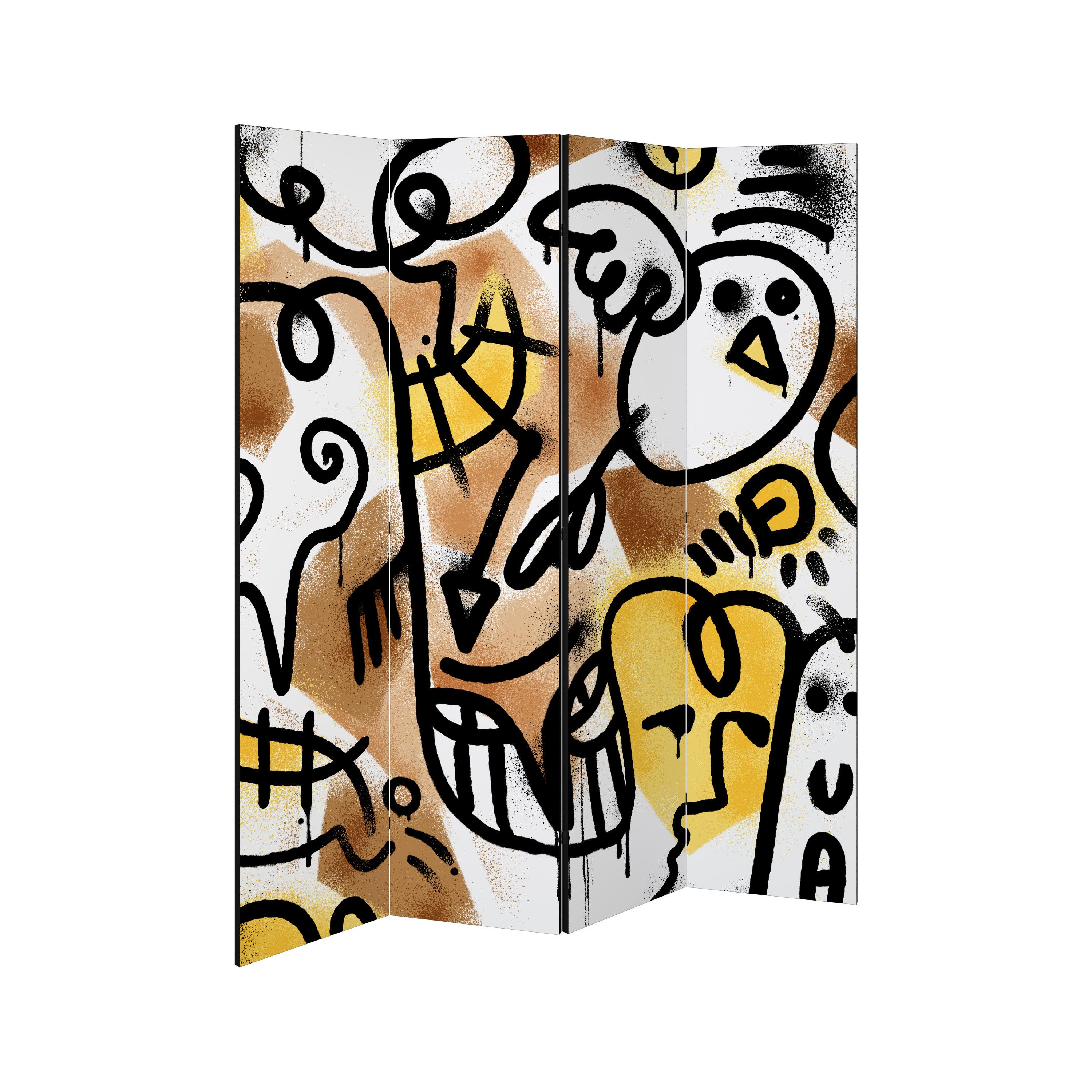 SPACEREBELS Paravent URBAN CANVAS (1 St), Raumteiler mit 4 Paneelen, beidseitig bedruckt, 152 x 168 cm