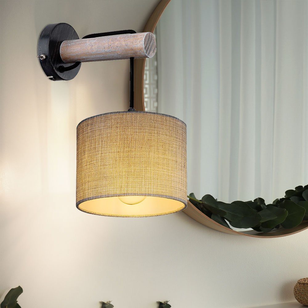 Leuchte Wohn etc-shop nicht Textil Beleuchtung Schlaf Holz-Design Lampe Wandleuchte, inklusive, Ess Wand Leuchtmittel