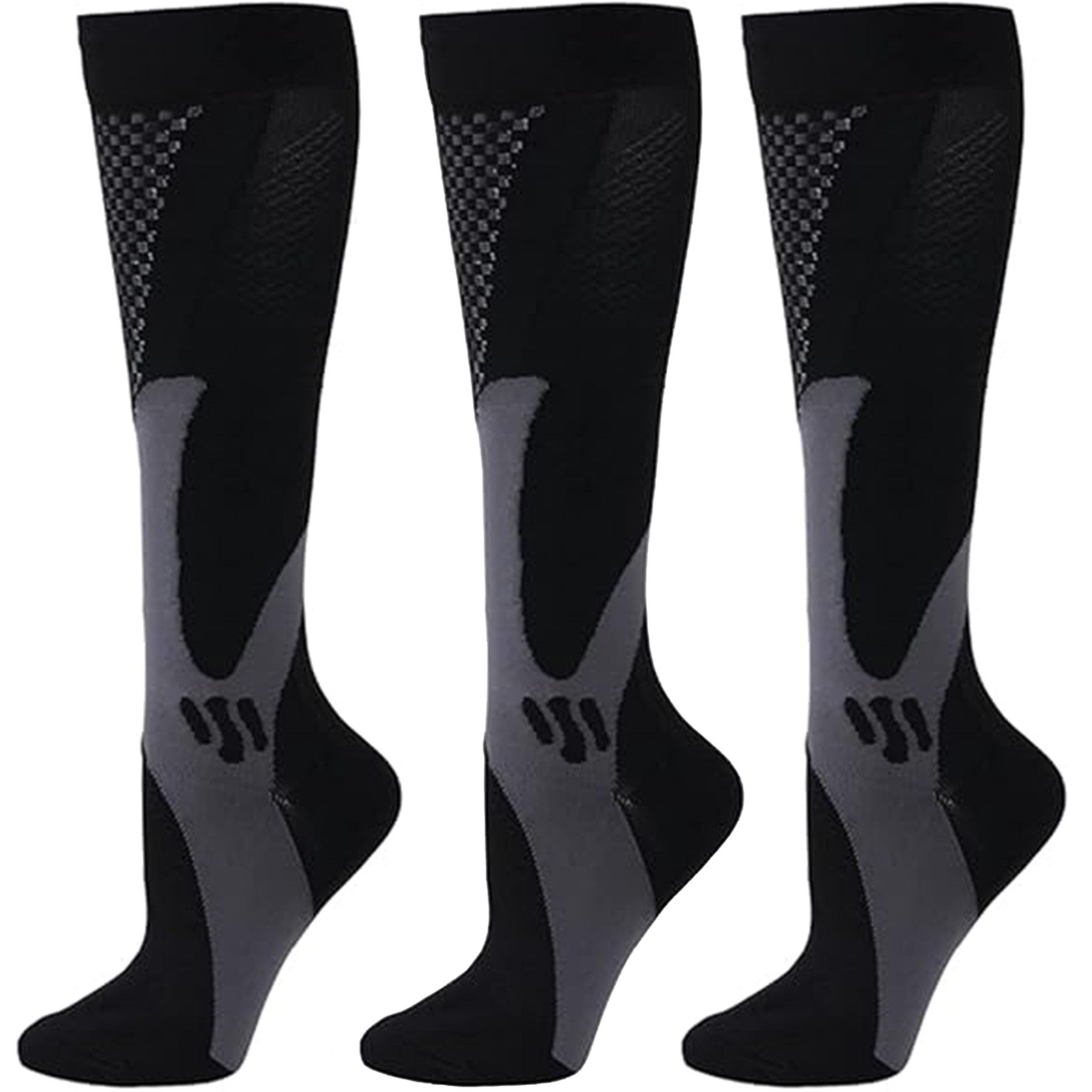 Mutig Kompressionsstrümpfe 3 Paar Kompressionsstrümpfe Kniestrümpfe Stützstrümpfe Laufsocken (15-25mmHg Stützstrümpfe Sport Kompressionssocken mit Elastisch, für Damen und Herren) für Sport, Laufen, Flug, Reisen, Schwangerschaft,Compression Socks