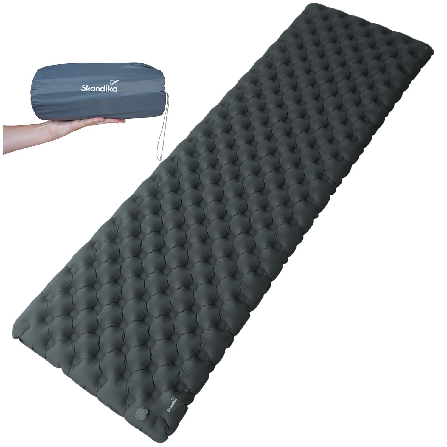 Skandika Isomatte Exclusive Air Single, Aufblasbare Schlafmatte, Campingmatte, Zelt, ultraleicht, Aufblasbare Luftmatratze, kleines Packmaß Outdoor/Indoor