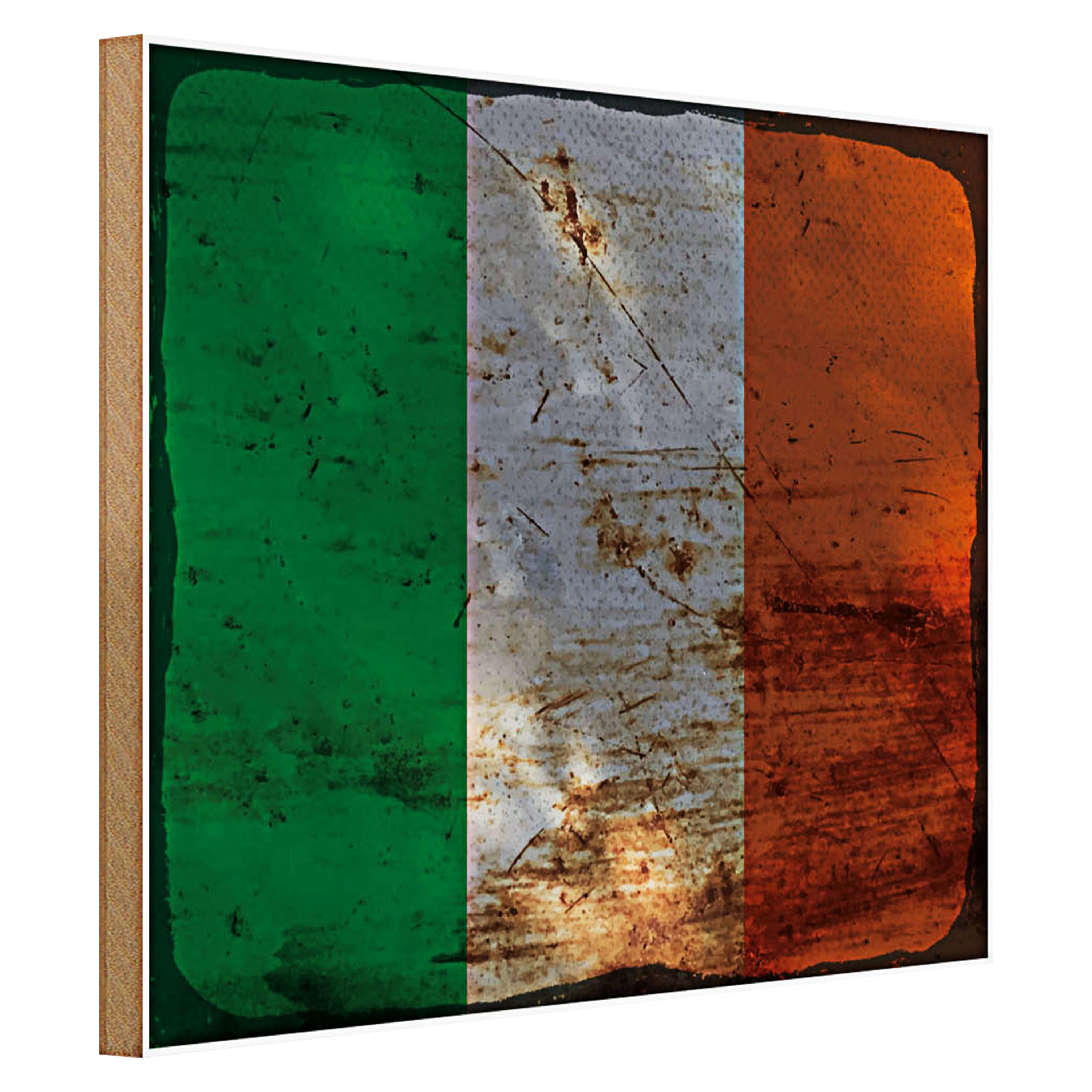 Roomando Holzbild Flagge Irland 40x30cm Flag of Ireland Rost