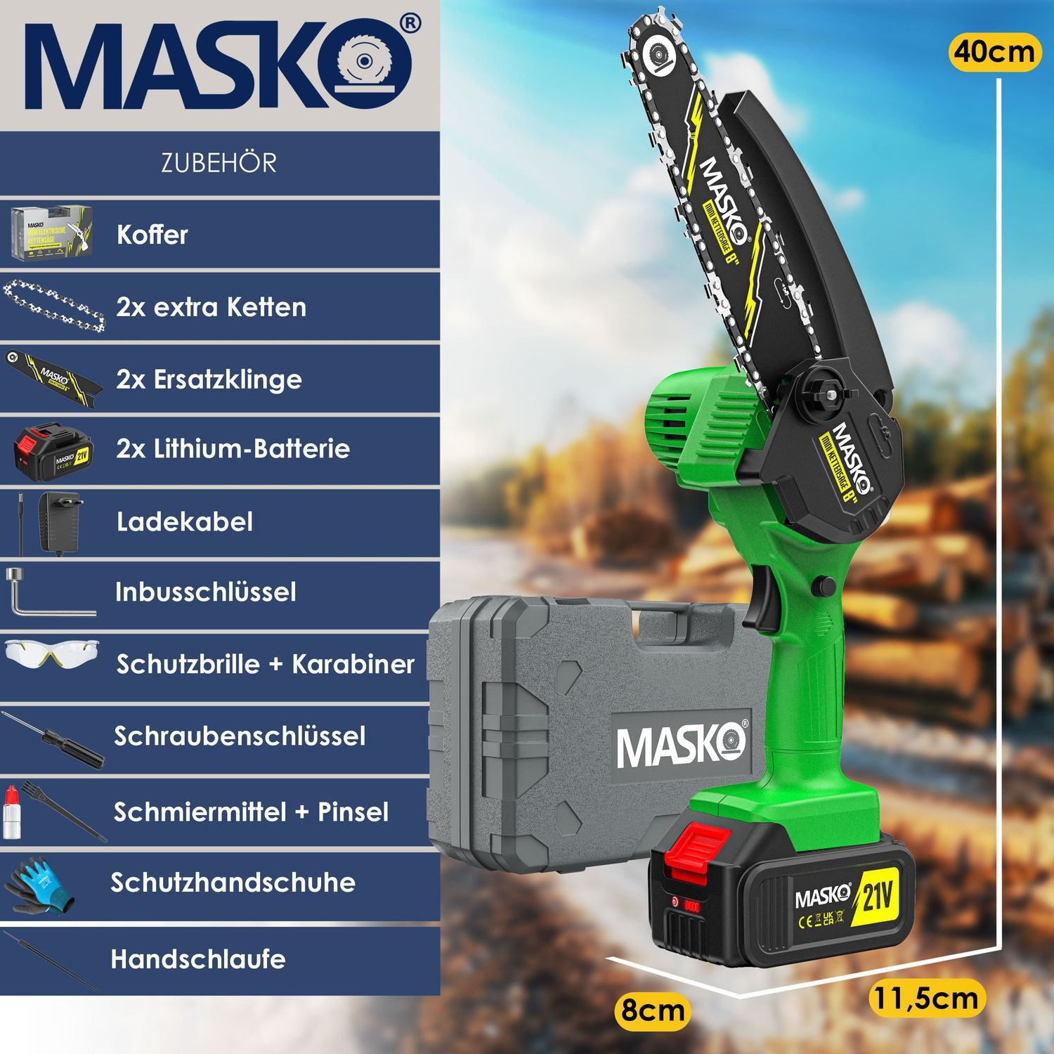 MASKO Akku-Kettensäge Mini Kettensäge 800W Elektrische günstig online kaufen