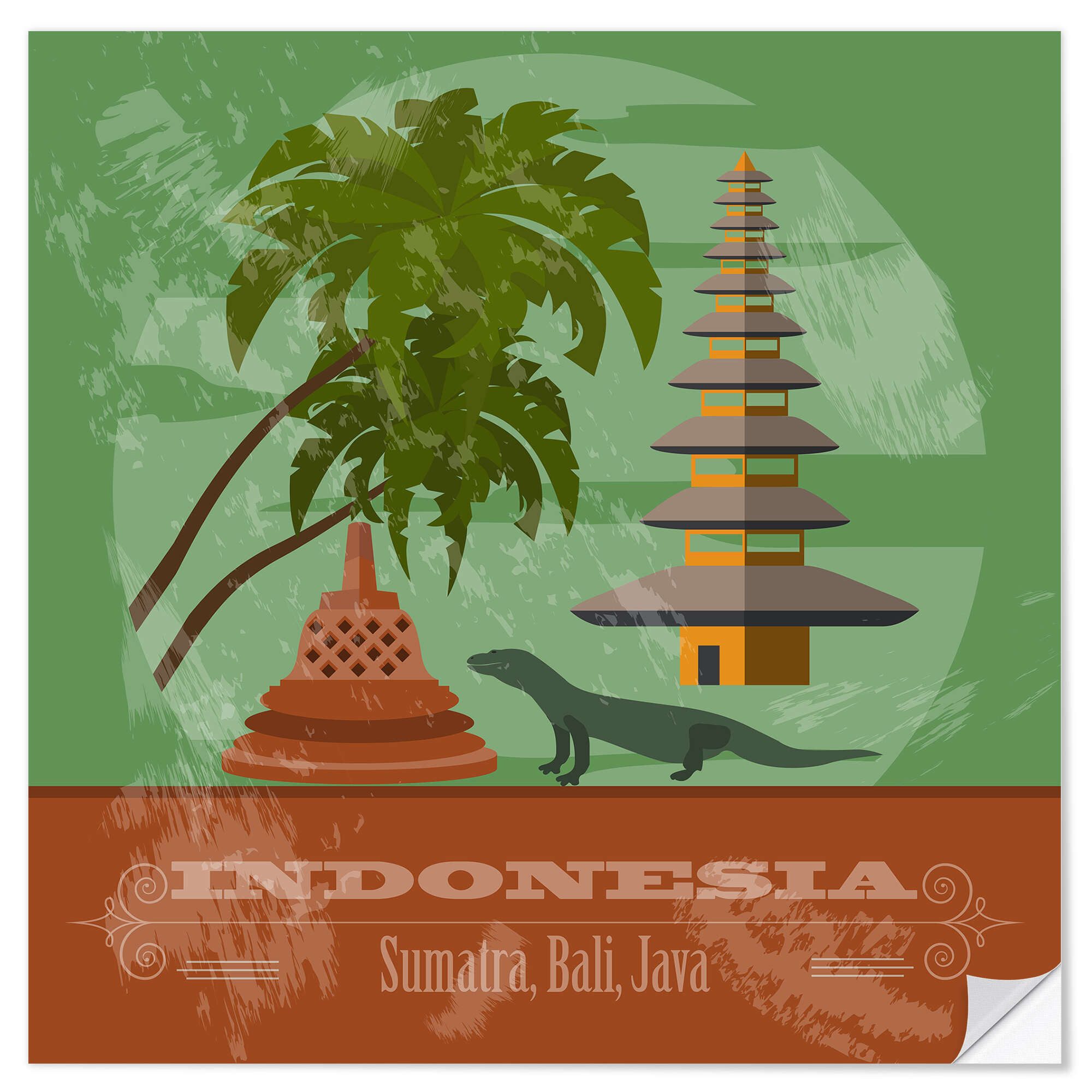 Posterlounge Wandfolie Editors Choice, Indonesien - Sumatra, Bali, Java, Grafikdesign