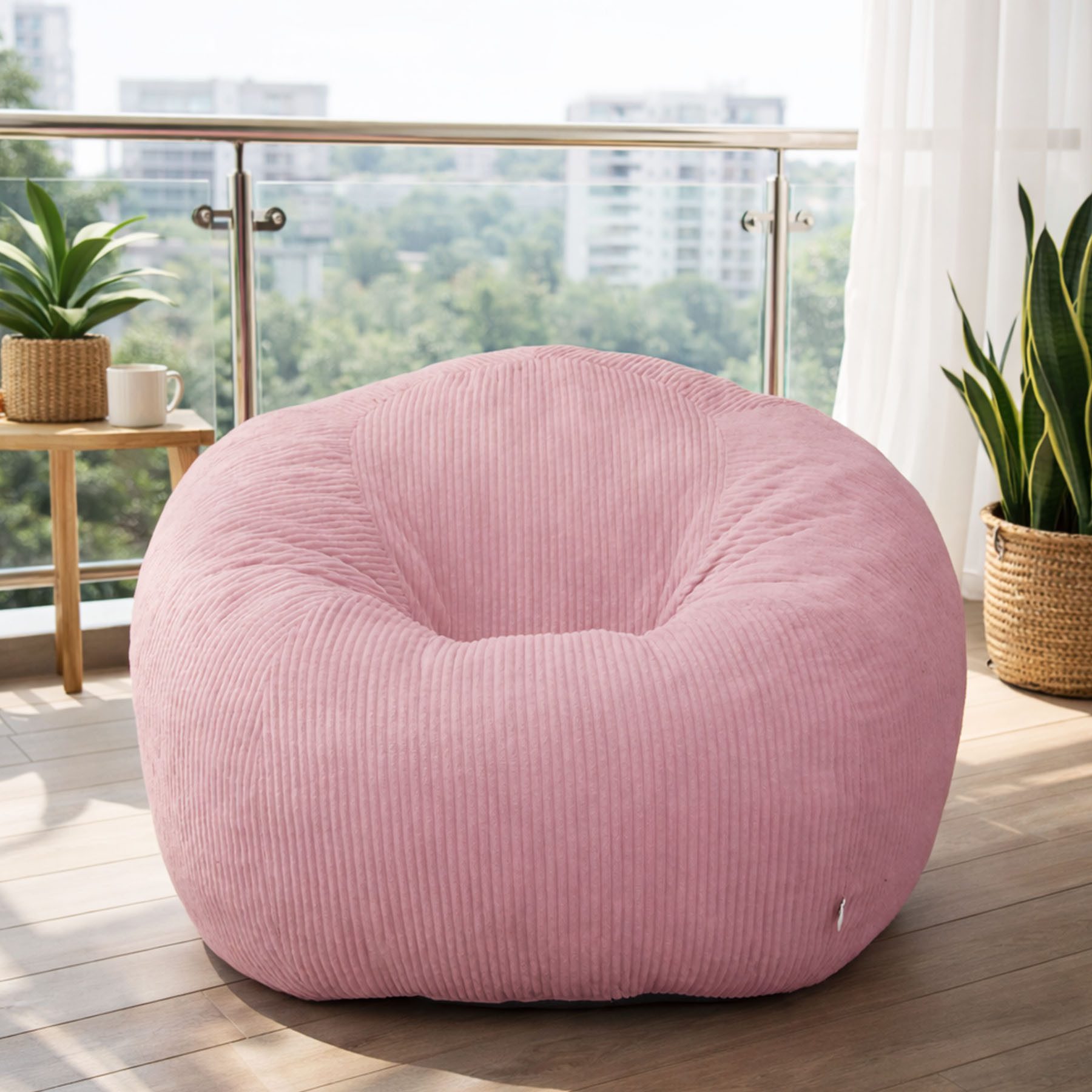 HomeMiYN Sitzsack Rund Sitzsack XXL aus Cord weiches Sofa für Wohnzimmer