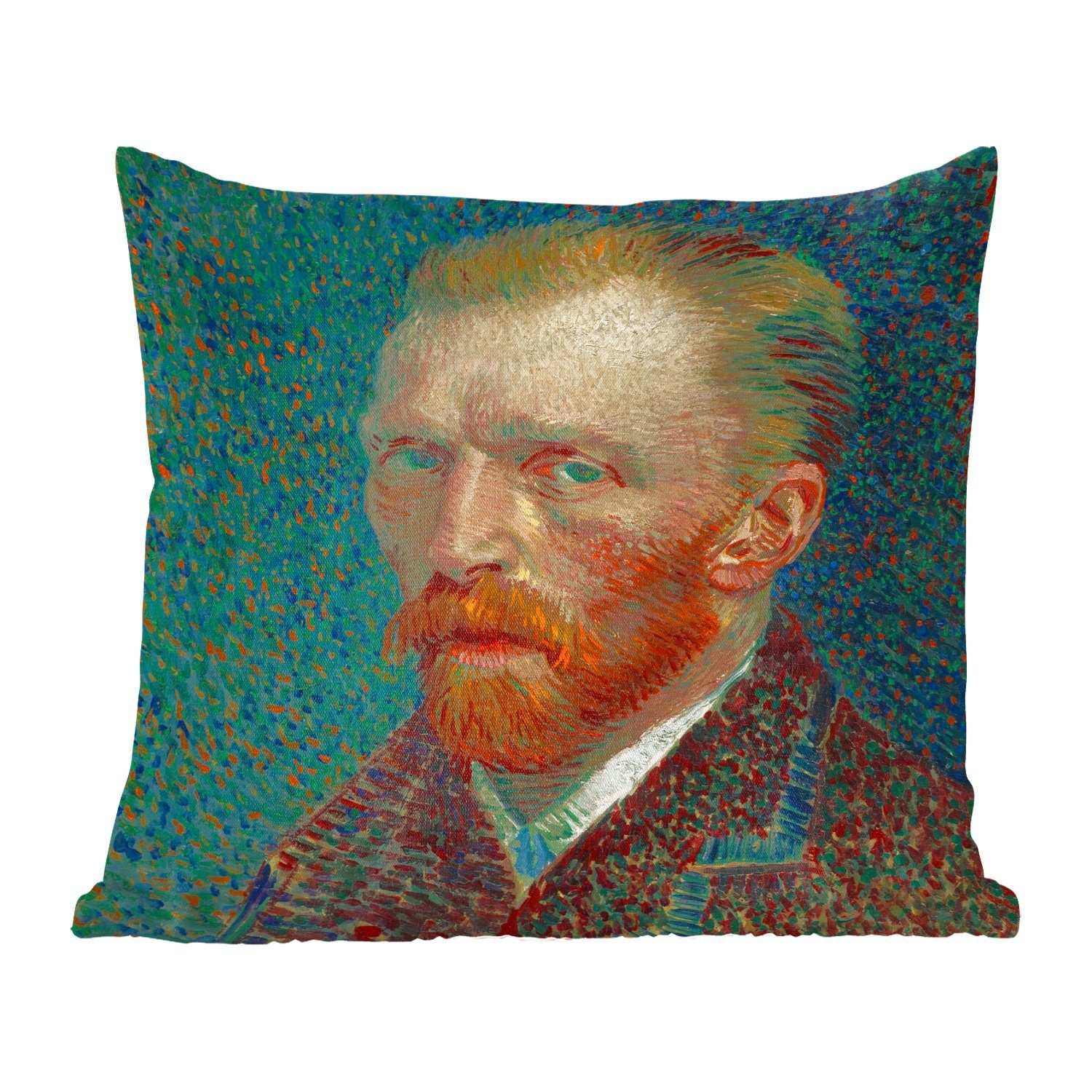 MuchoWow Dekokissen Selbstporträt - Vincent van Gogh, Zierkissen mit Füllung für Wohzimmer, Schlafzimmer, Deko, Sofakissen