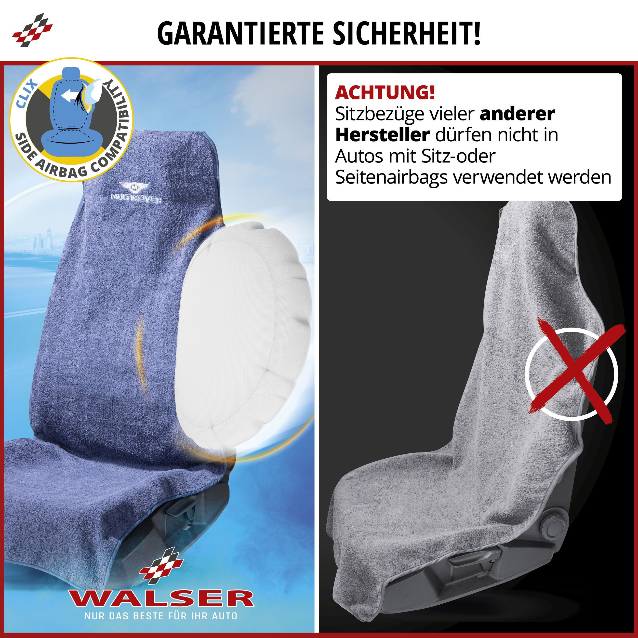 WALSER Car Seat Cover Multicover Black, 1 piece, 1-piece
