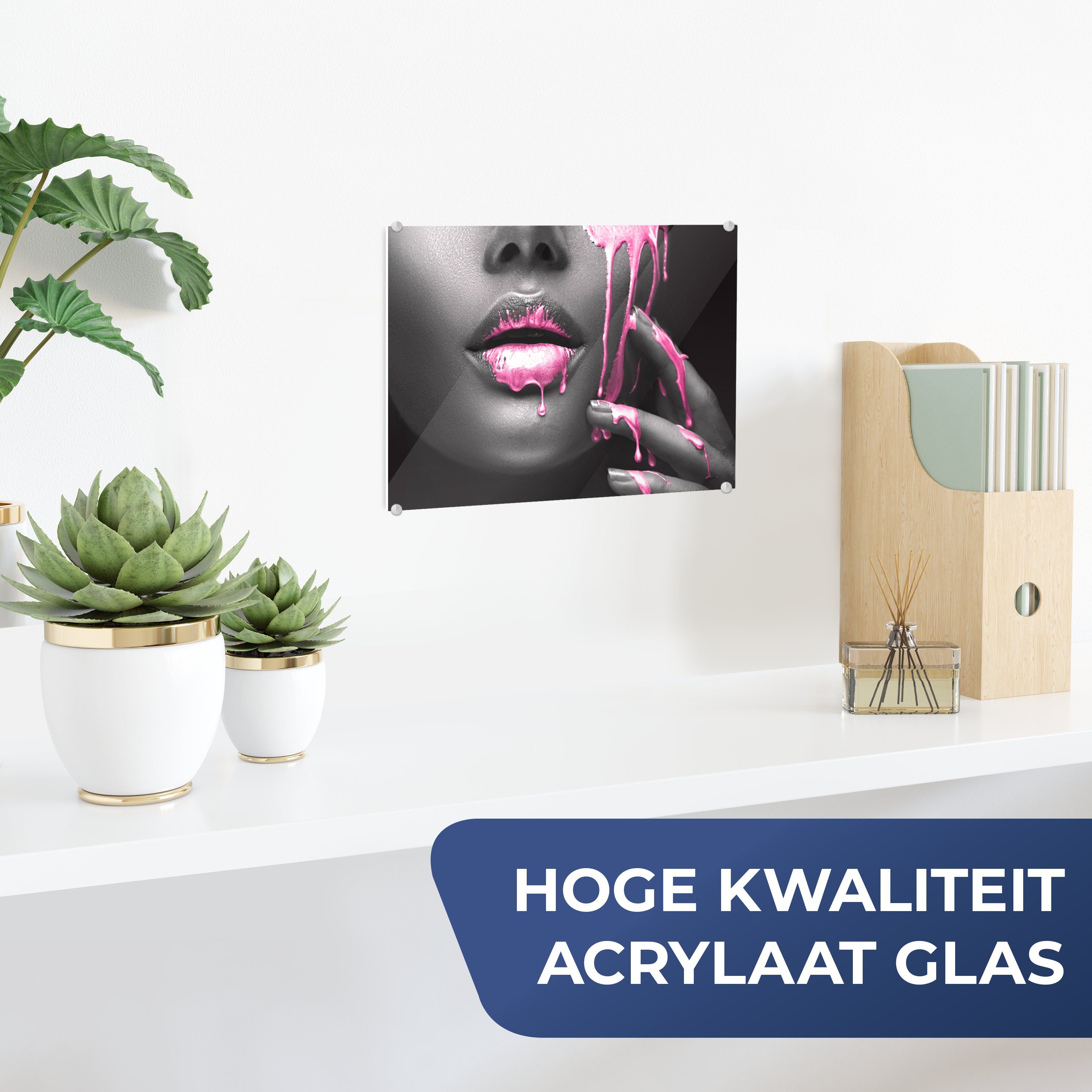 MuchoWow Acrylglasbild Lippen - Rosa - günstig online kaufen
