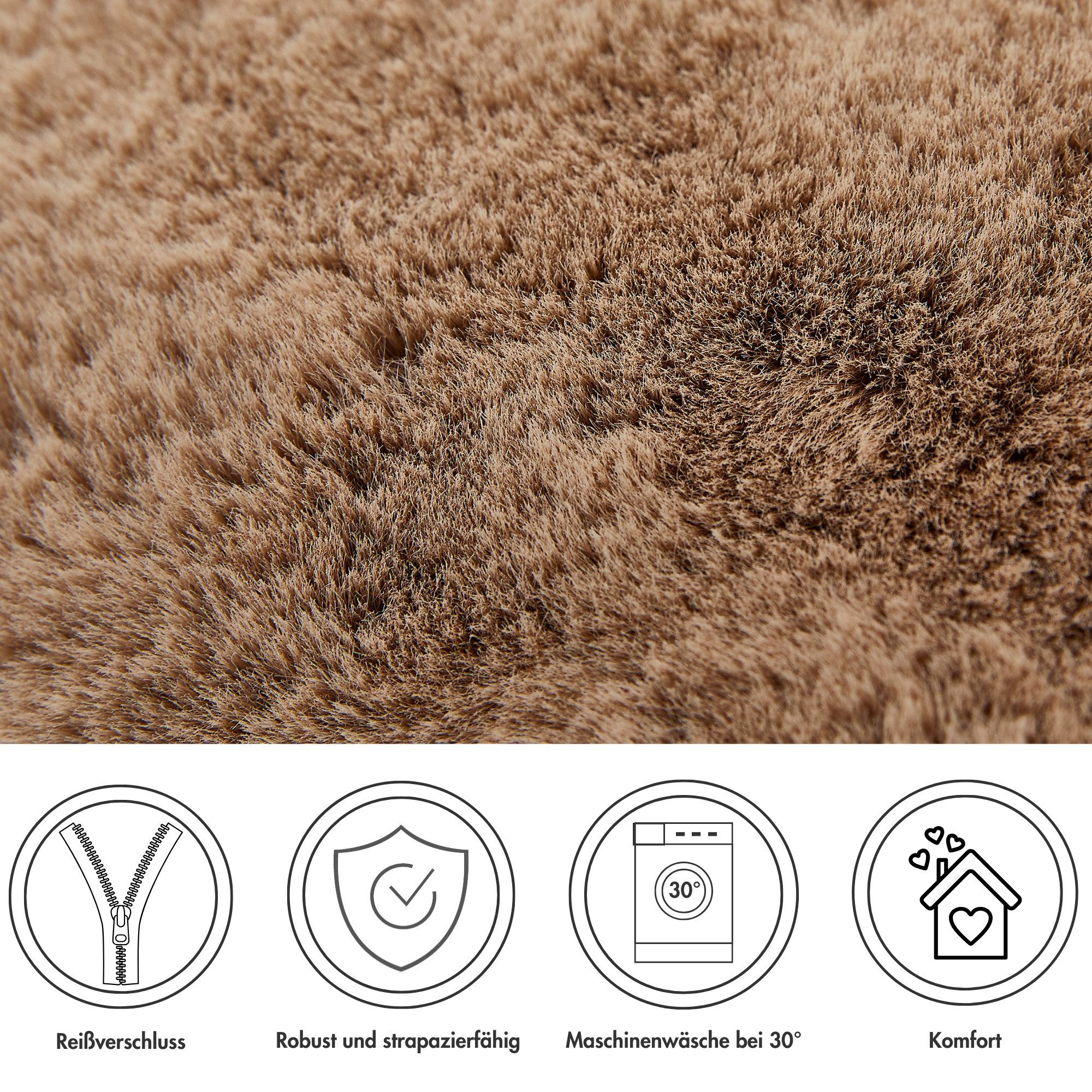 LUXOR living Fellkissen Dekokissen Novara, Kunstfell, eckig, 40x40 cm, sehr weich, mit Füllung, Wohnzimmer