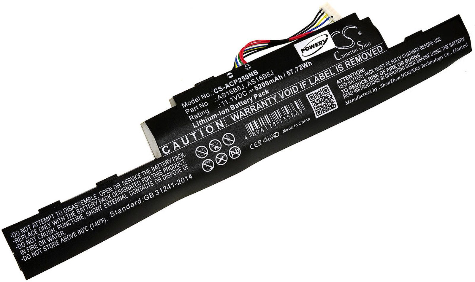 Powery Akku für Acer Typ AS16B5J Laptop-Akku 5200 mAh (11.1 V)