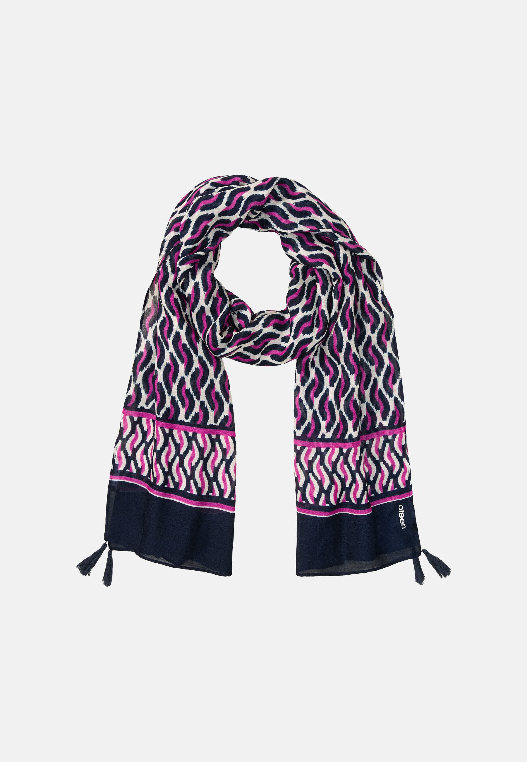 Olsen Wintermantel Schal mit grafischem Panneaux-Print