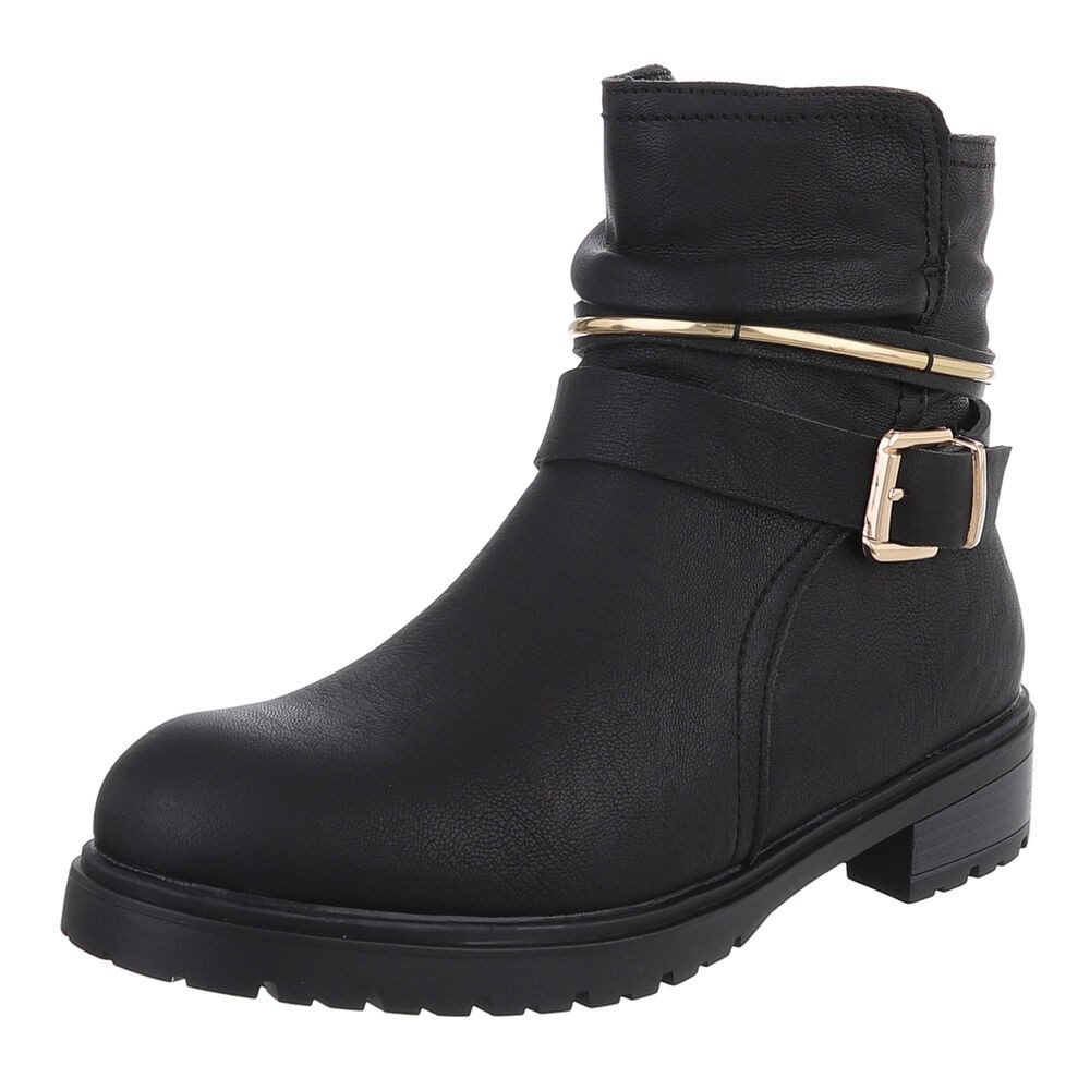 Ital-Design Damen Stiefel mit goldenen Details und hohem Tragekomfort Stief günstig online kaufen