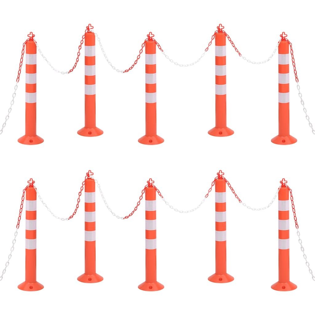 vidaXL Verkehrsschild Absperrpfosten 10 Stk. mit Kette 75 cm PE, (10 St)