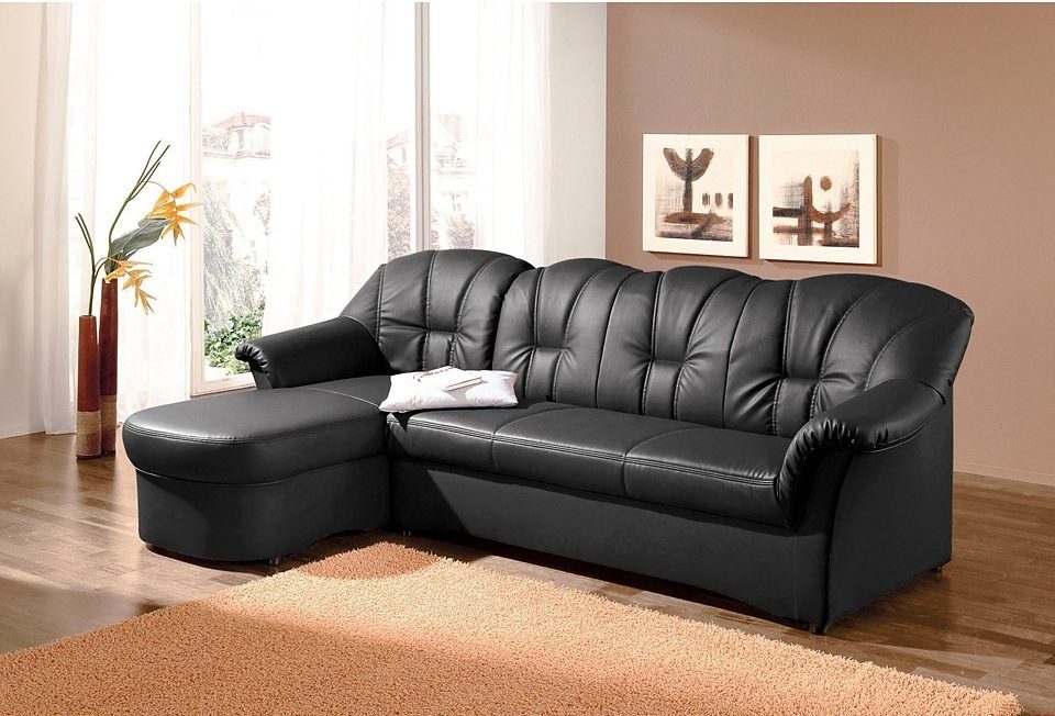 DOMO collection Ecksofa Papenburg, zeitlose Rückensteppung, elegante Formensprache, L-Form, in großer Farbvielfalt, wahlweise mit Bettfunktion