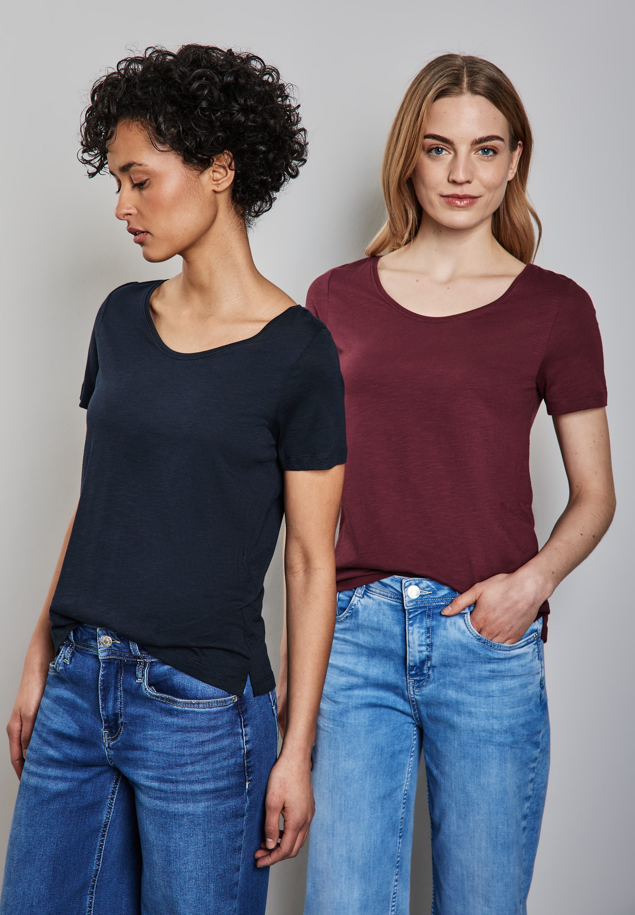 STREET ONE V-Shirt, im soften Baumwoll-Mix günstig online kaufen