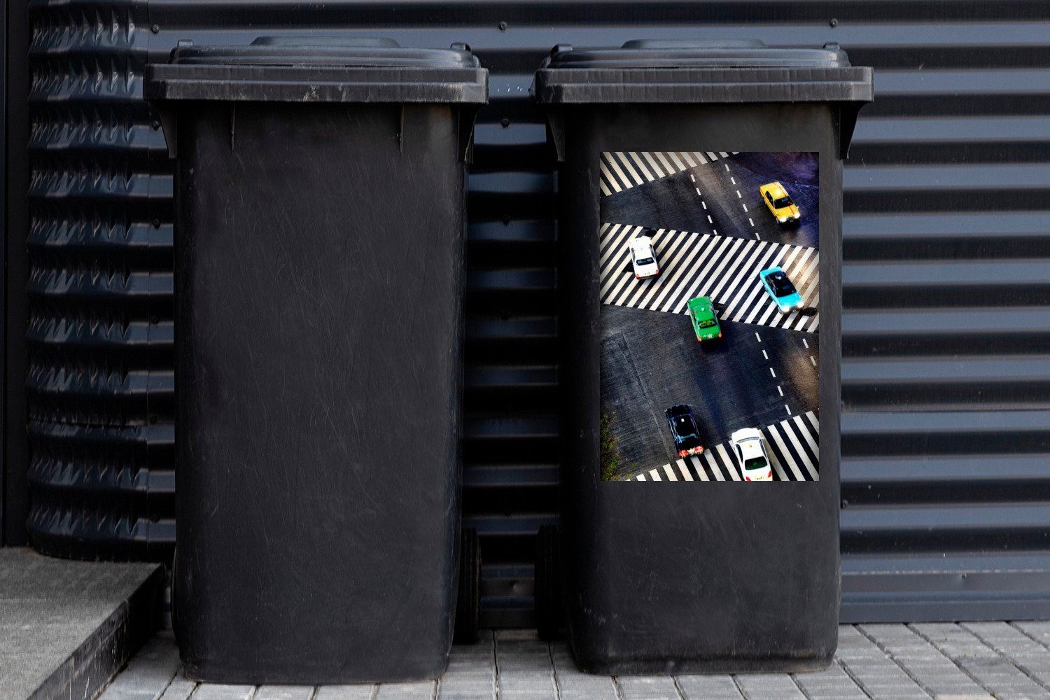 MuchoWow Mülltonne, Abfalbehälter St), (1 Shibuya, Container, Wandsticker Zebrastreifen in Japan Sticker, Mülleimer-aufkleber,