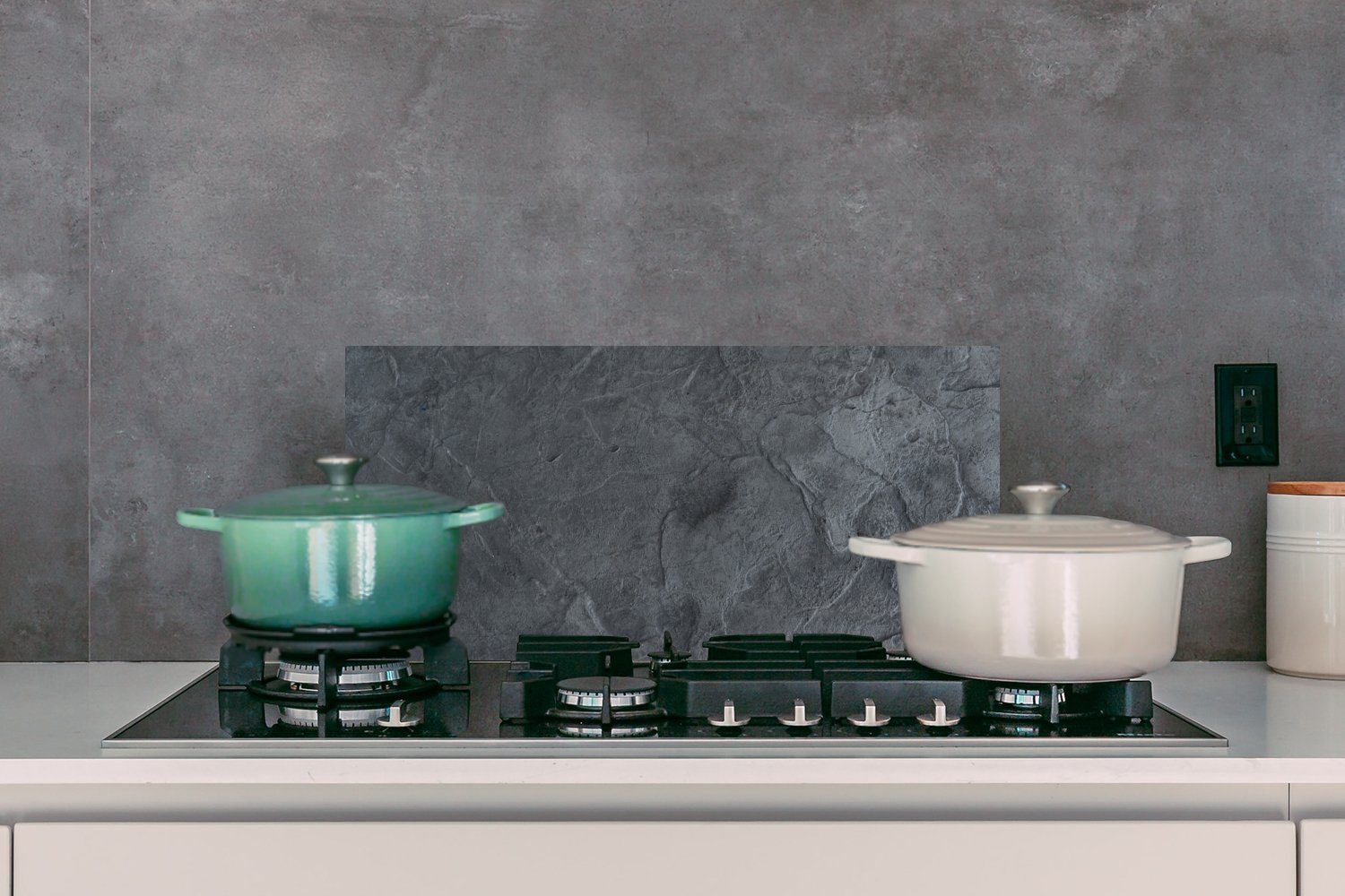 MuchoWow Küchenrückwand Grau - Retro, Schmutzflecken Schiefer Beton (1-tlg), - Wandschutz, - 60x30 Küchen für und - Strukturiert cm, gegen Fett